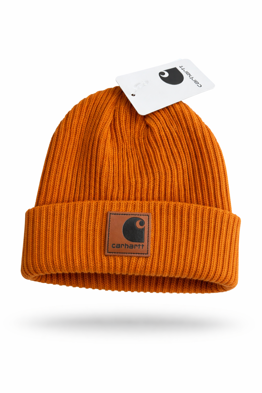 Carhartt WIP Essential Ribbed Knit Beanie with Brown Logo