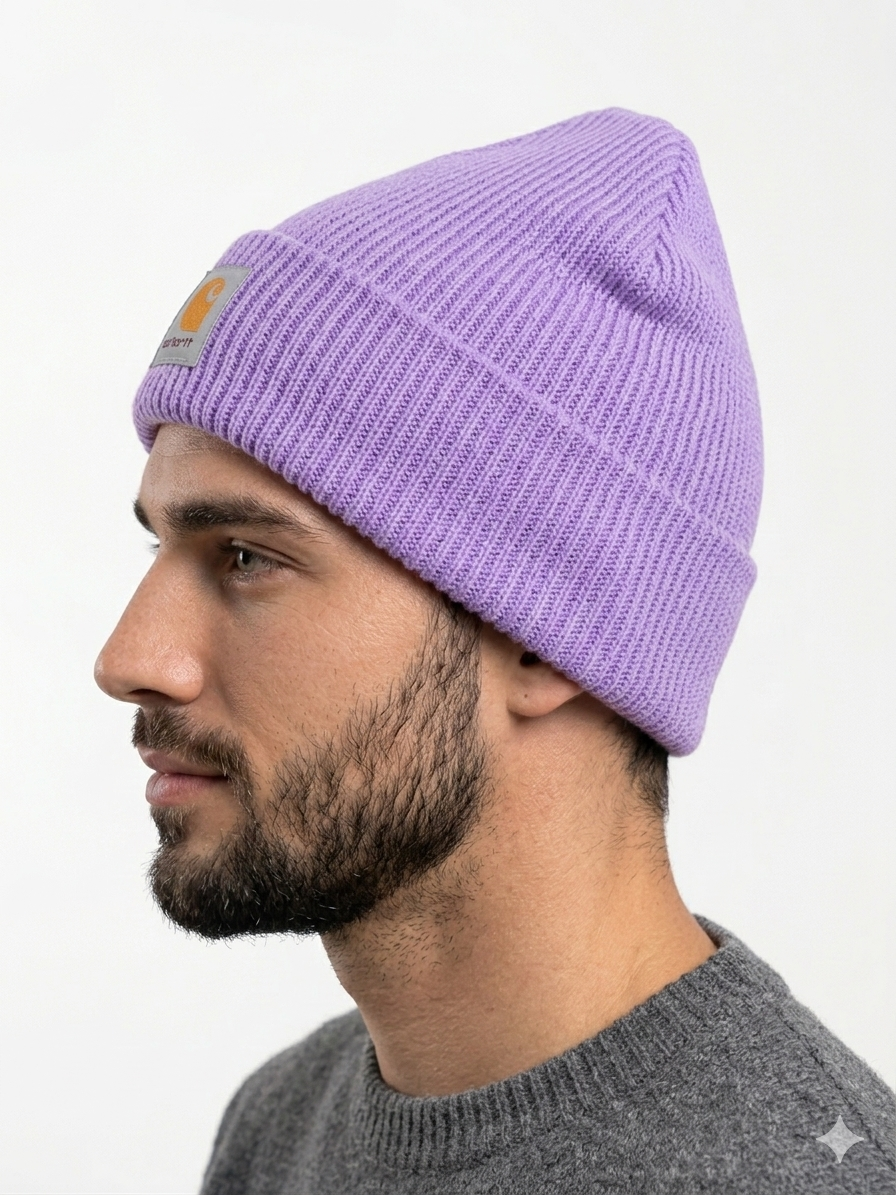 Carhartt WIP Essential Ribbed Knit Beanie with Brown Logo