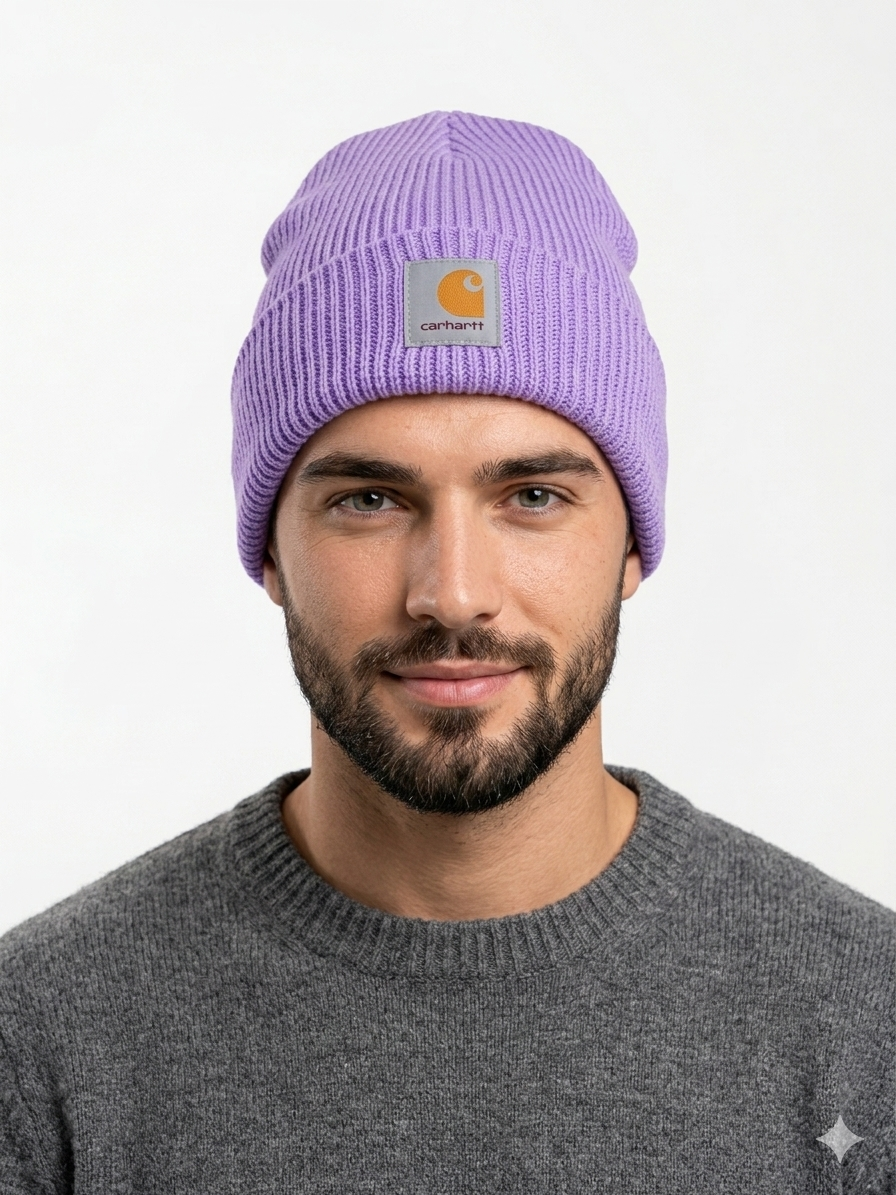 Carhartt WIP Essential Ribbed Knit Beanie with Brown Logo