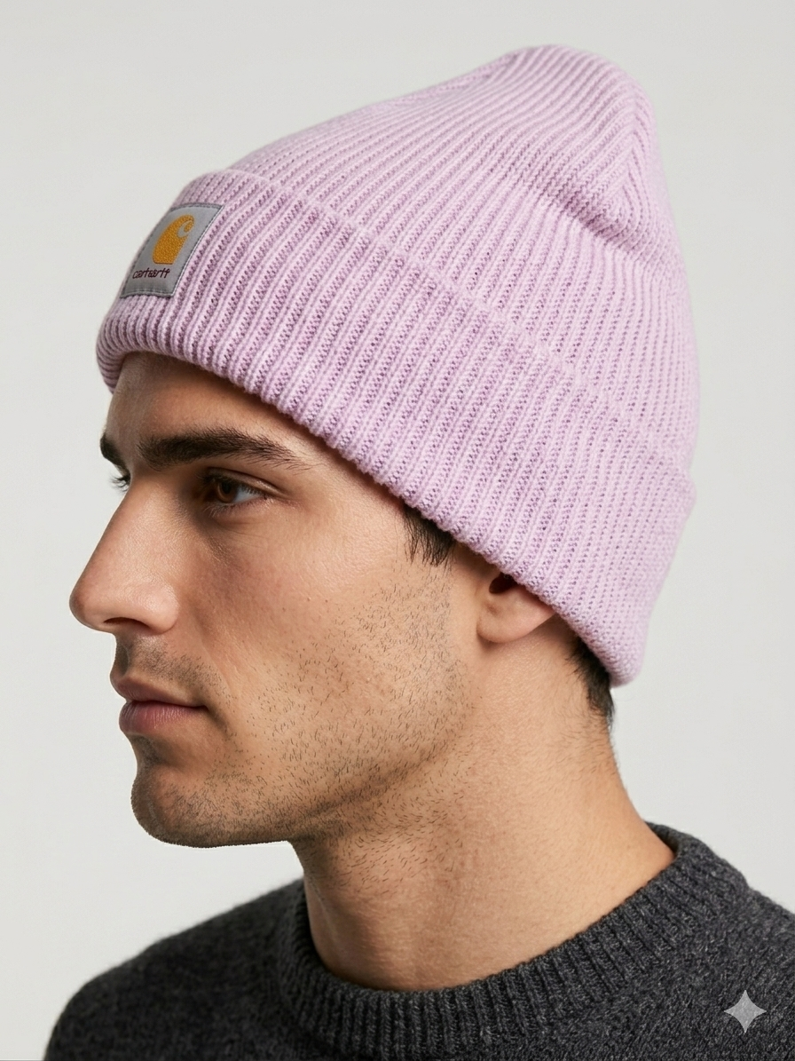 Carhartt WIP Essential Ribbed Knit Beanie with Brown Logo