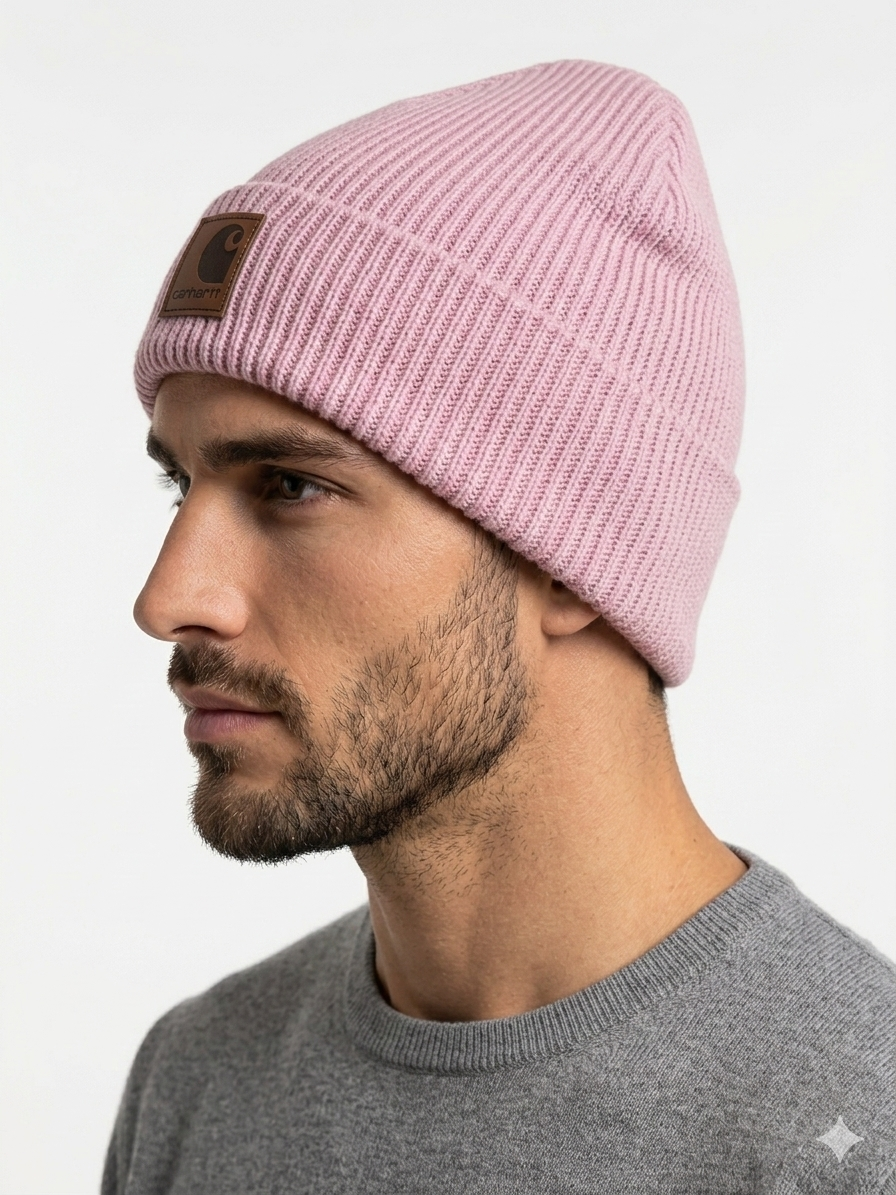 Carhartt WIP Essential Ribbed Knit Beanie with Brown Logo