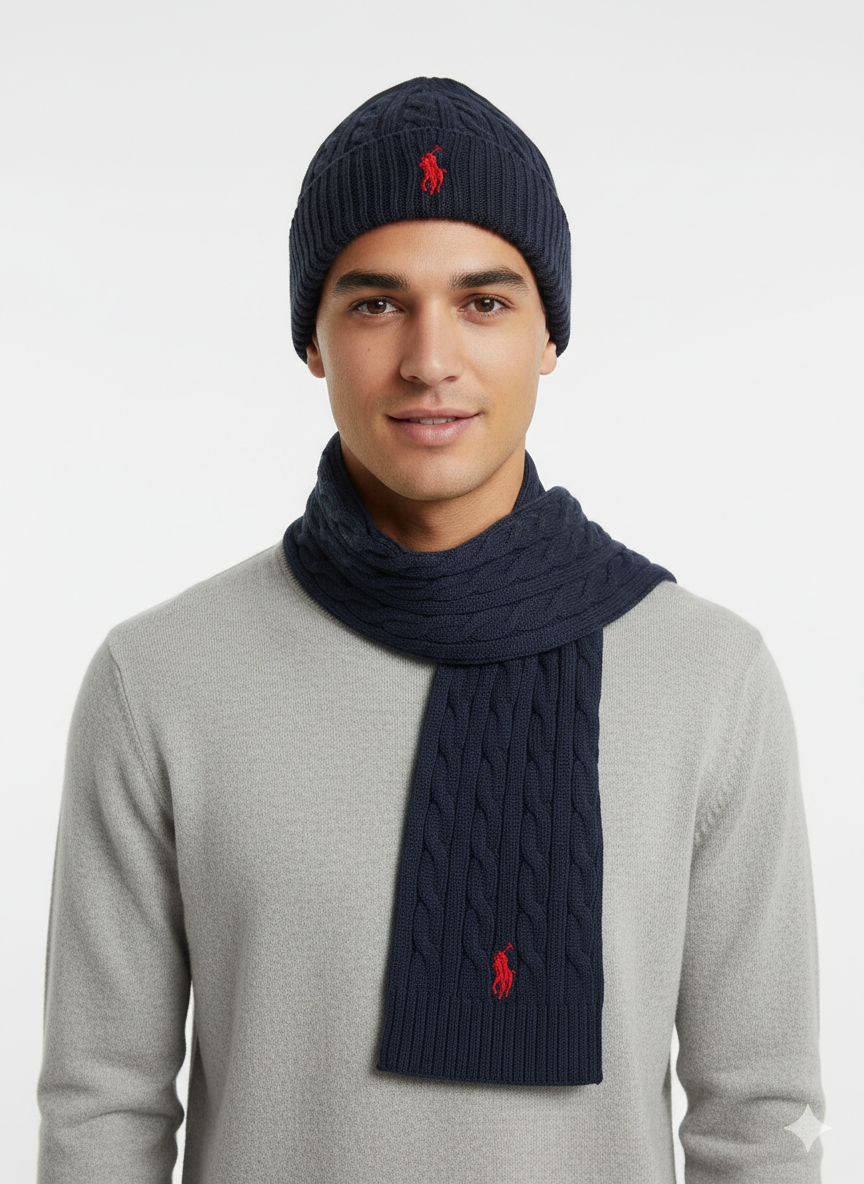 Polo Ralph Lauren Cable-Knit Beanie & Scarf Set