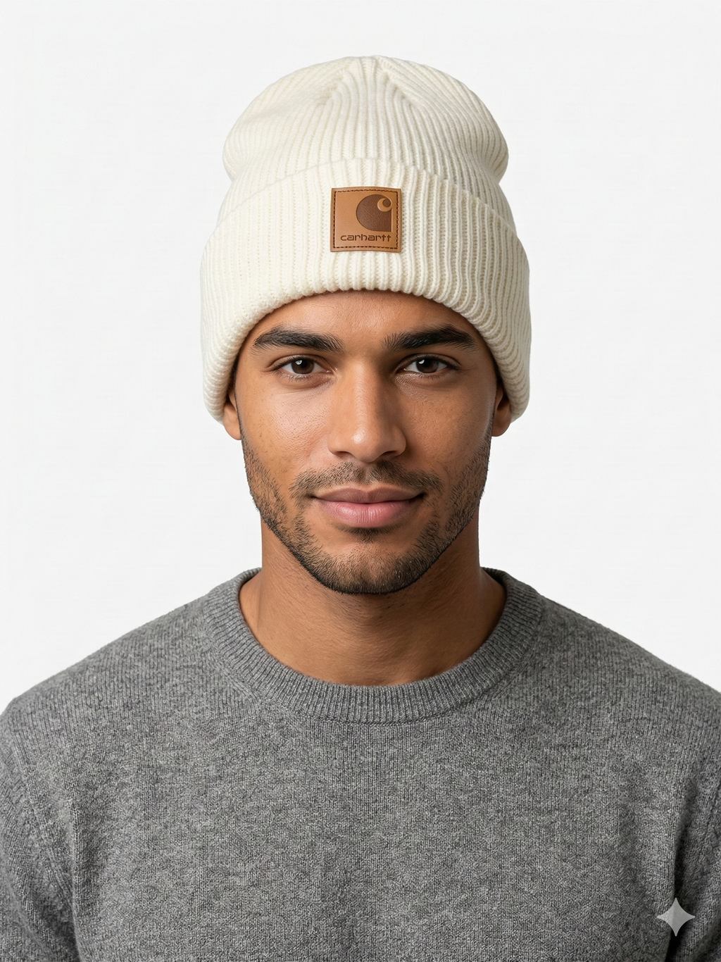 Carhartt WIP Essential Ribbed Knit Beanie with Brown Logo
