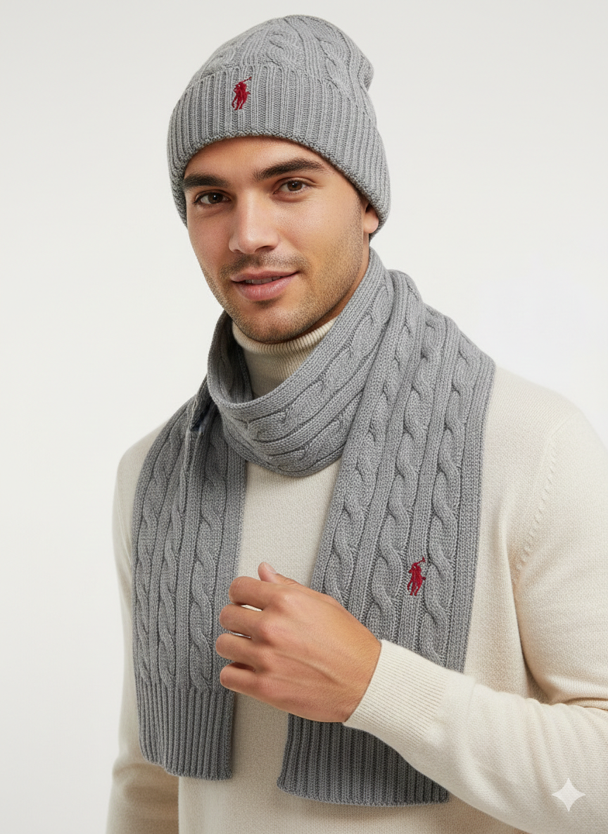 Polo Ralph Lauren Cable-Knit Beanie & Scarf Set