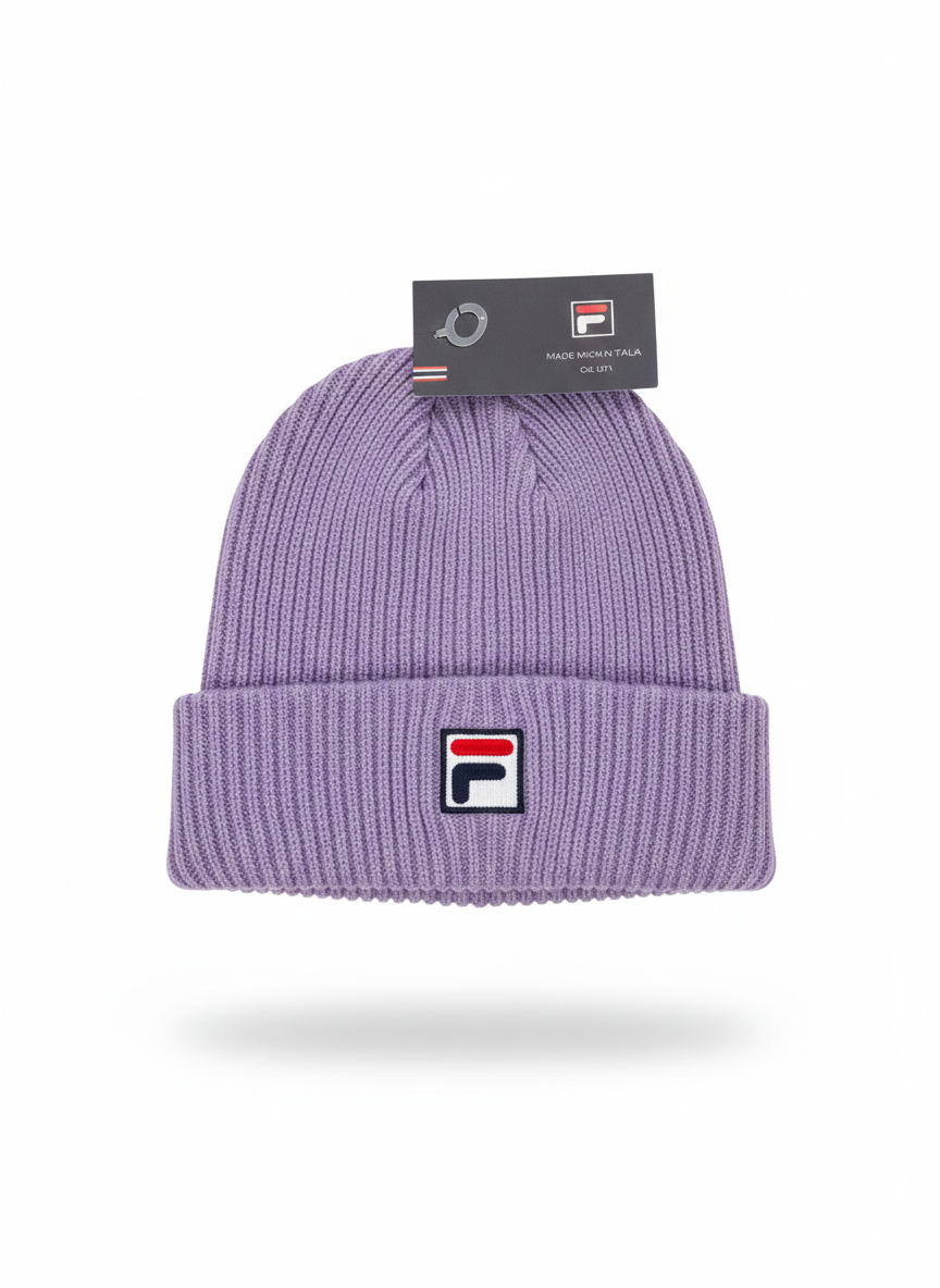 Fila Ribbed Knit Beanie Purple One Size
