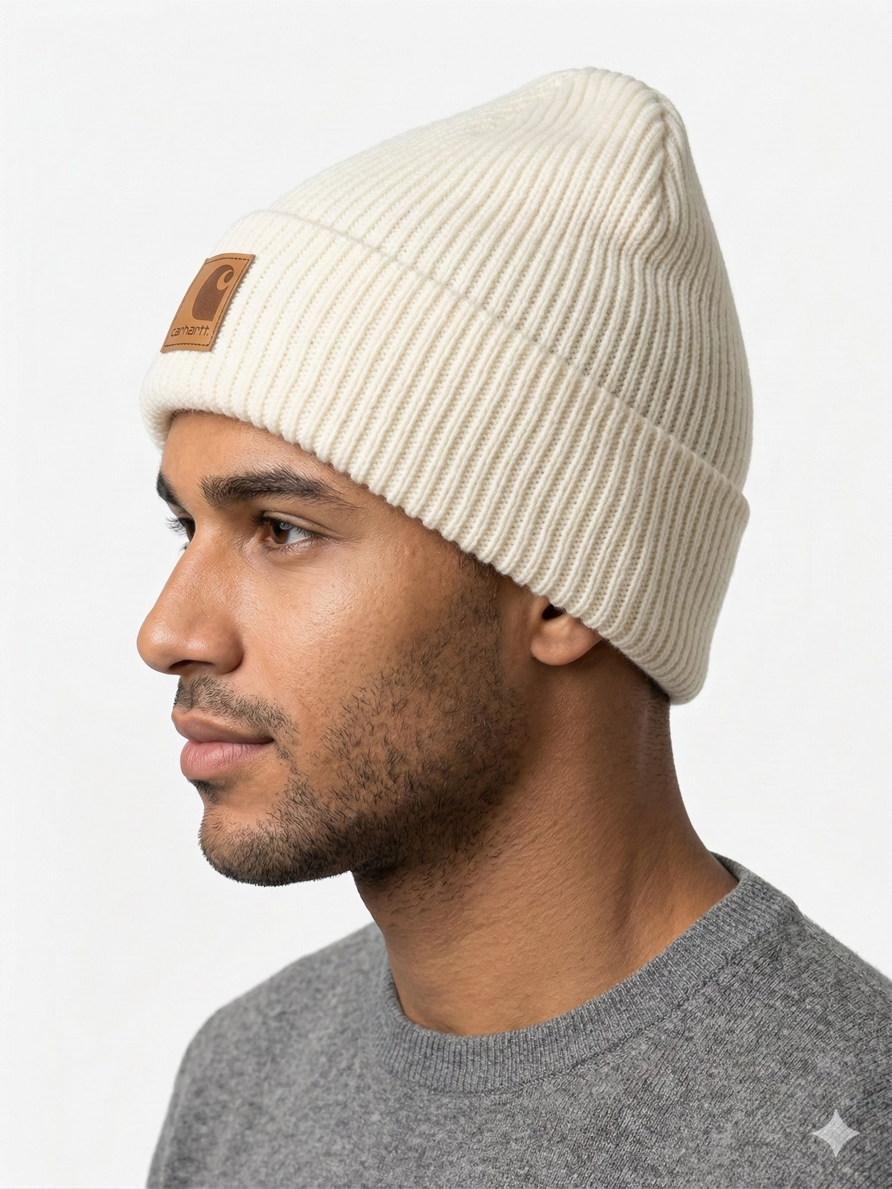 Carhartt WIP Essential Ribbed Knit Beanie with Brown Logo