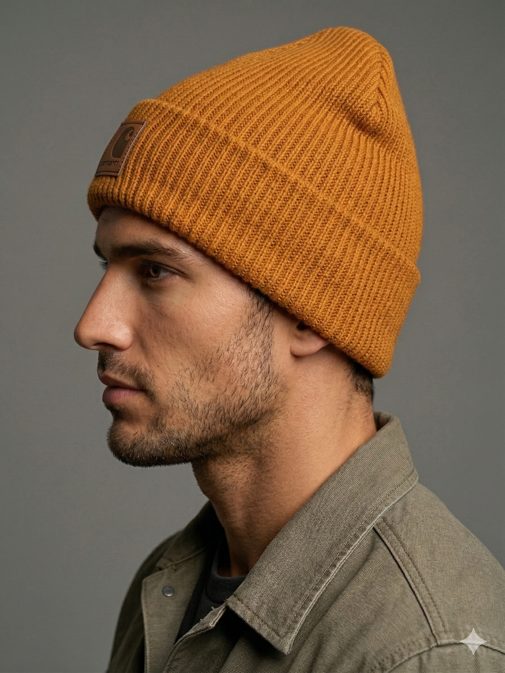 Carhartt WIP Essential Ribbed Knit Beanie with Brown Logo