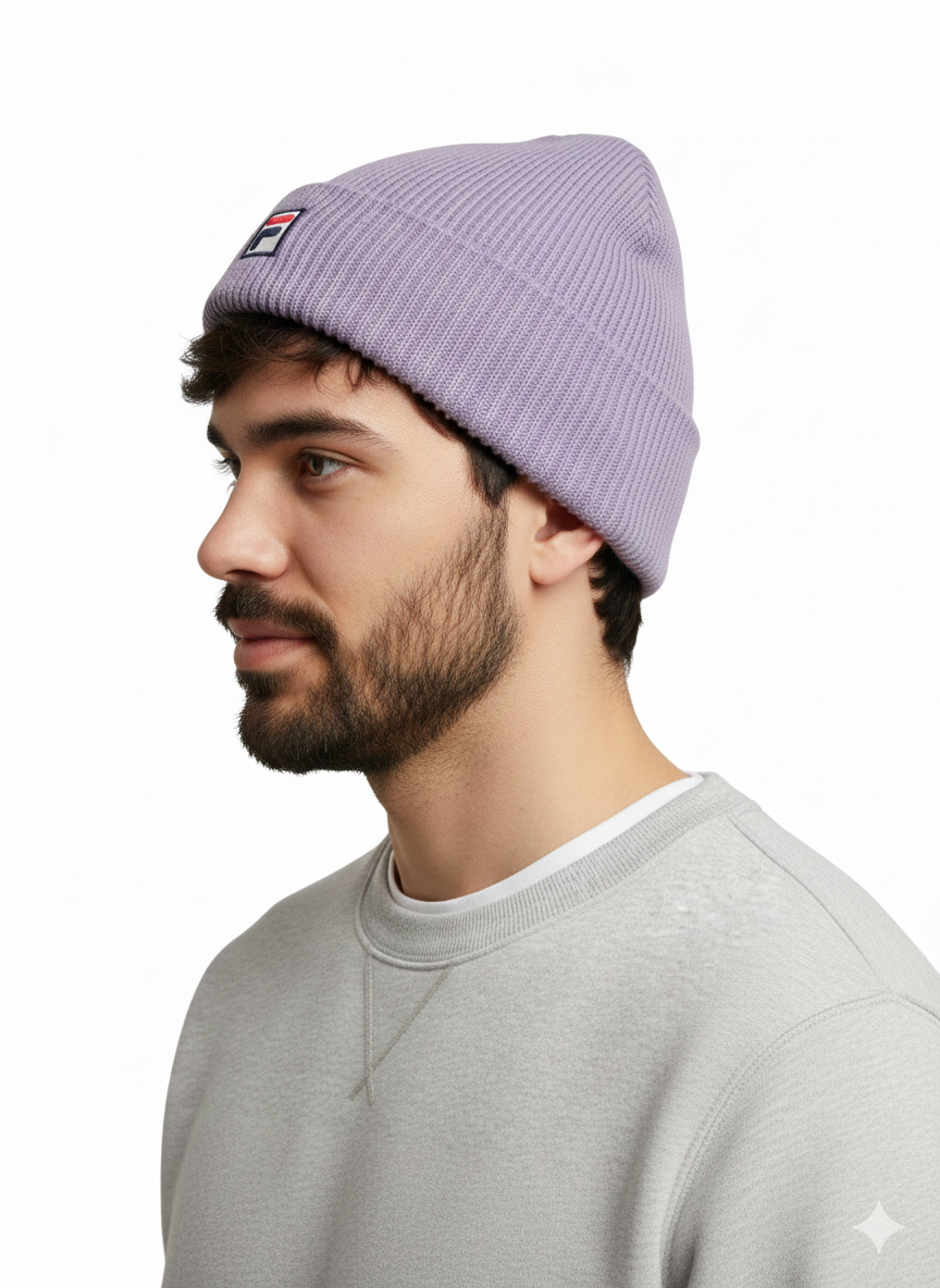 Fila Ribbed Knit Beanie Purple One Size