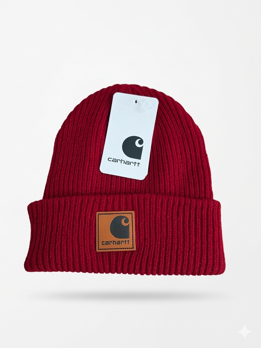 Carhartt WIP Essential Ribbed Knit Beanie with Brown Logo