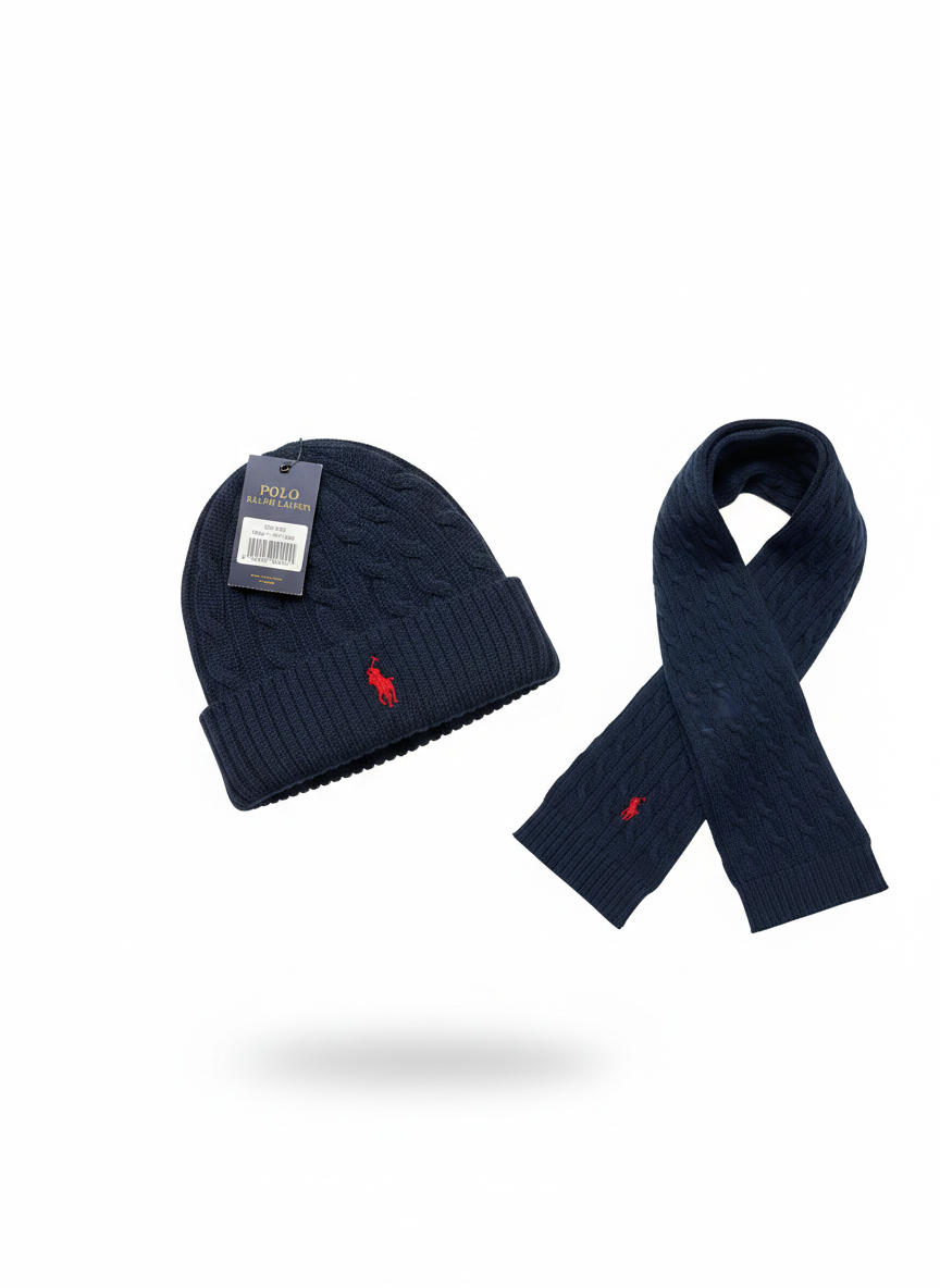 Polo Ralph Lauren Cable-Knit Beanie & Scarf Set