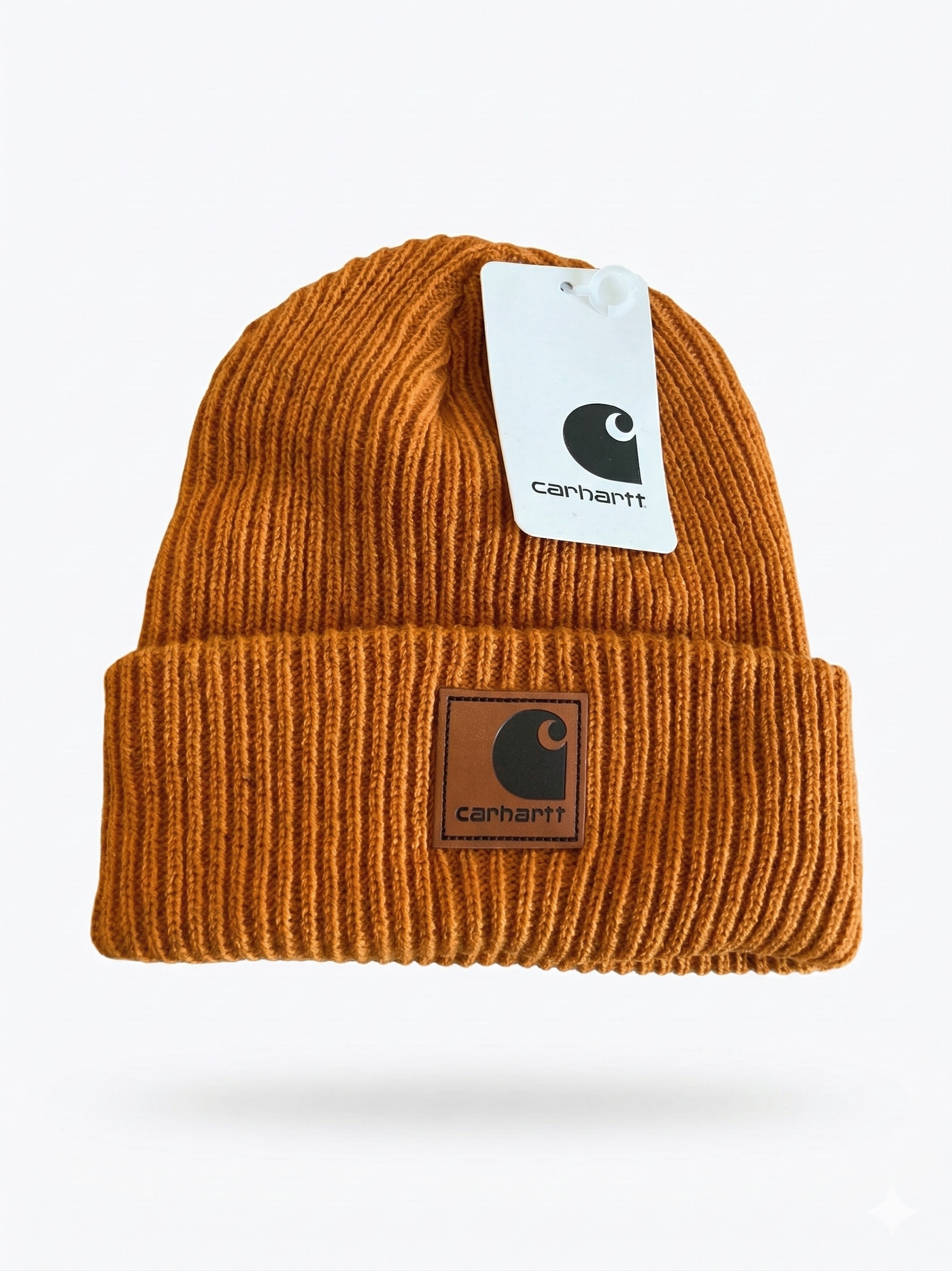 Carhartt WIP Essential Ribbed Knit Beanie with Brown Logo