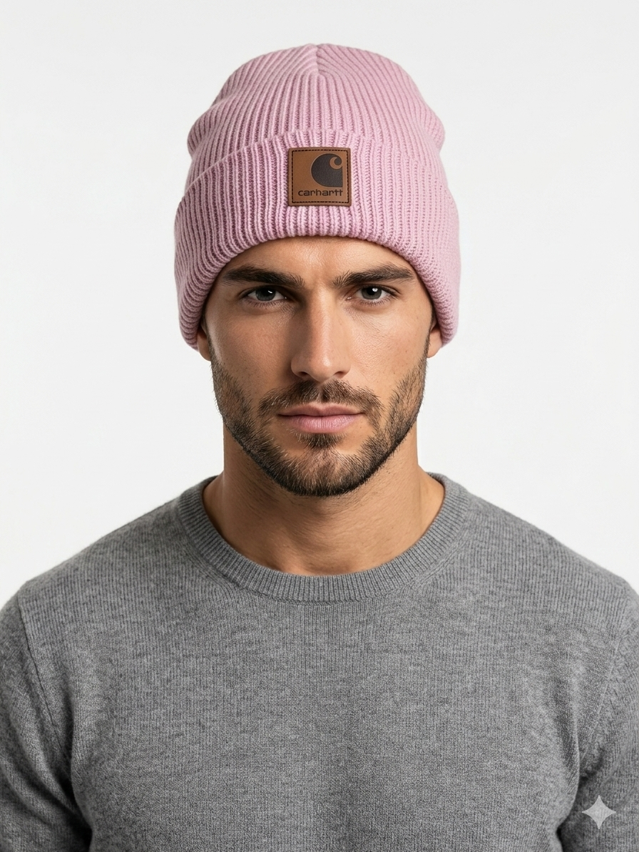 Carhartt WIP Essential Ribbed Knit Beanie with Brown Logo