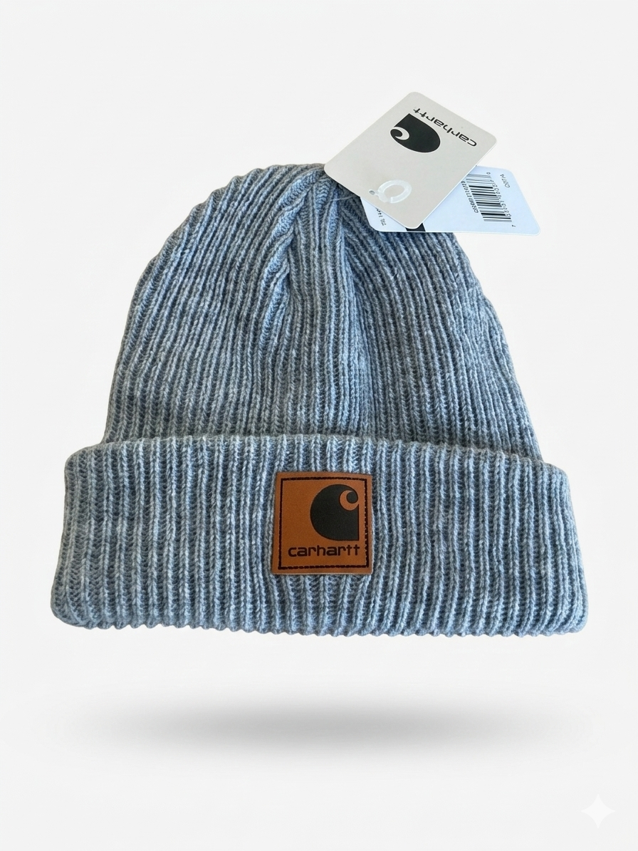 Carhartt WIP Essential Ribbed Knit Beanie with Brown Logo