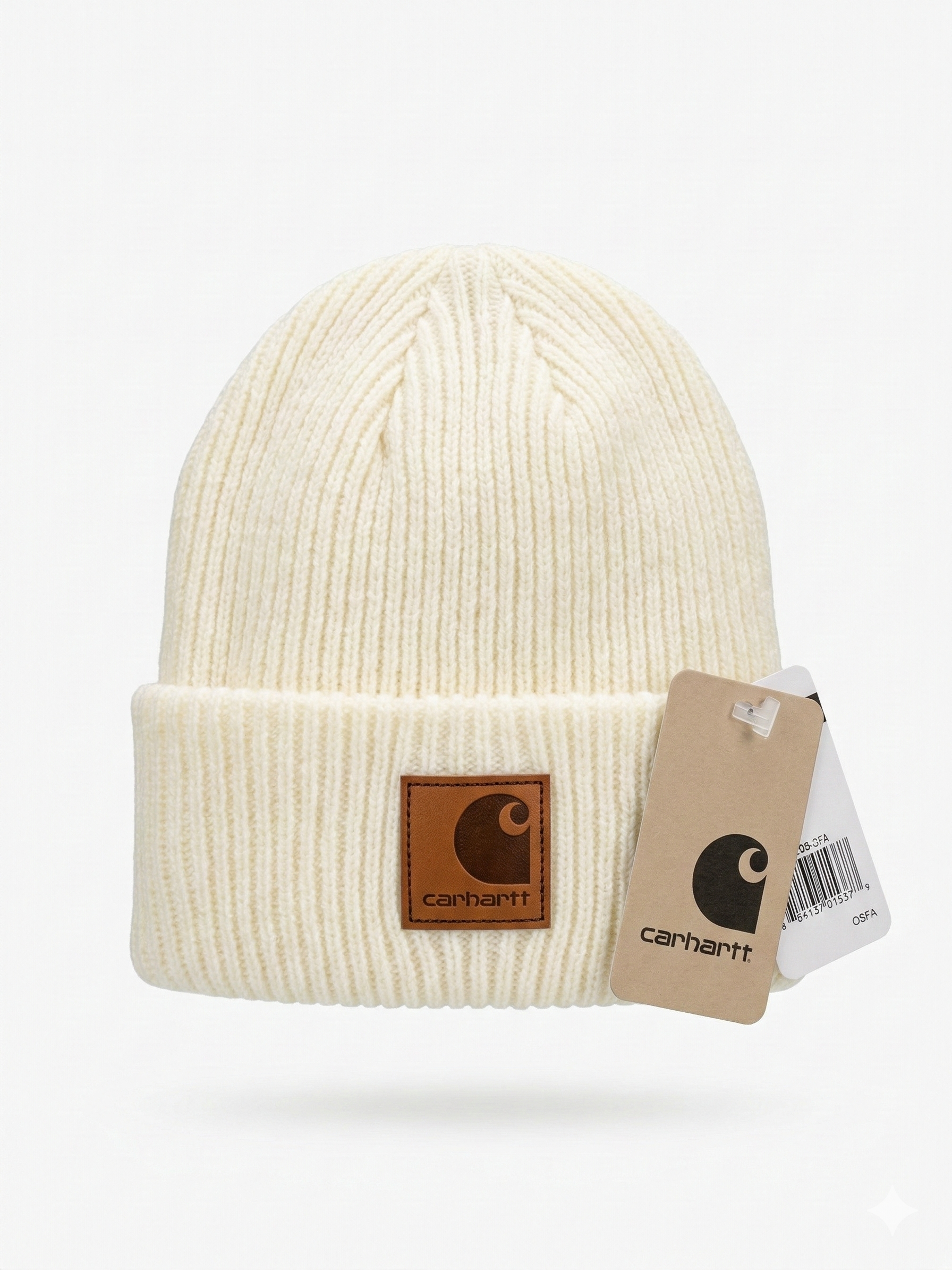 Carhartt WIP Essential Ribbed Knit Beanie with Brown Logo