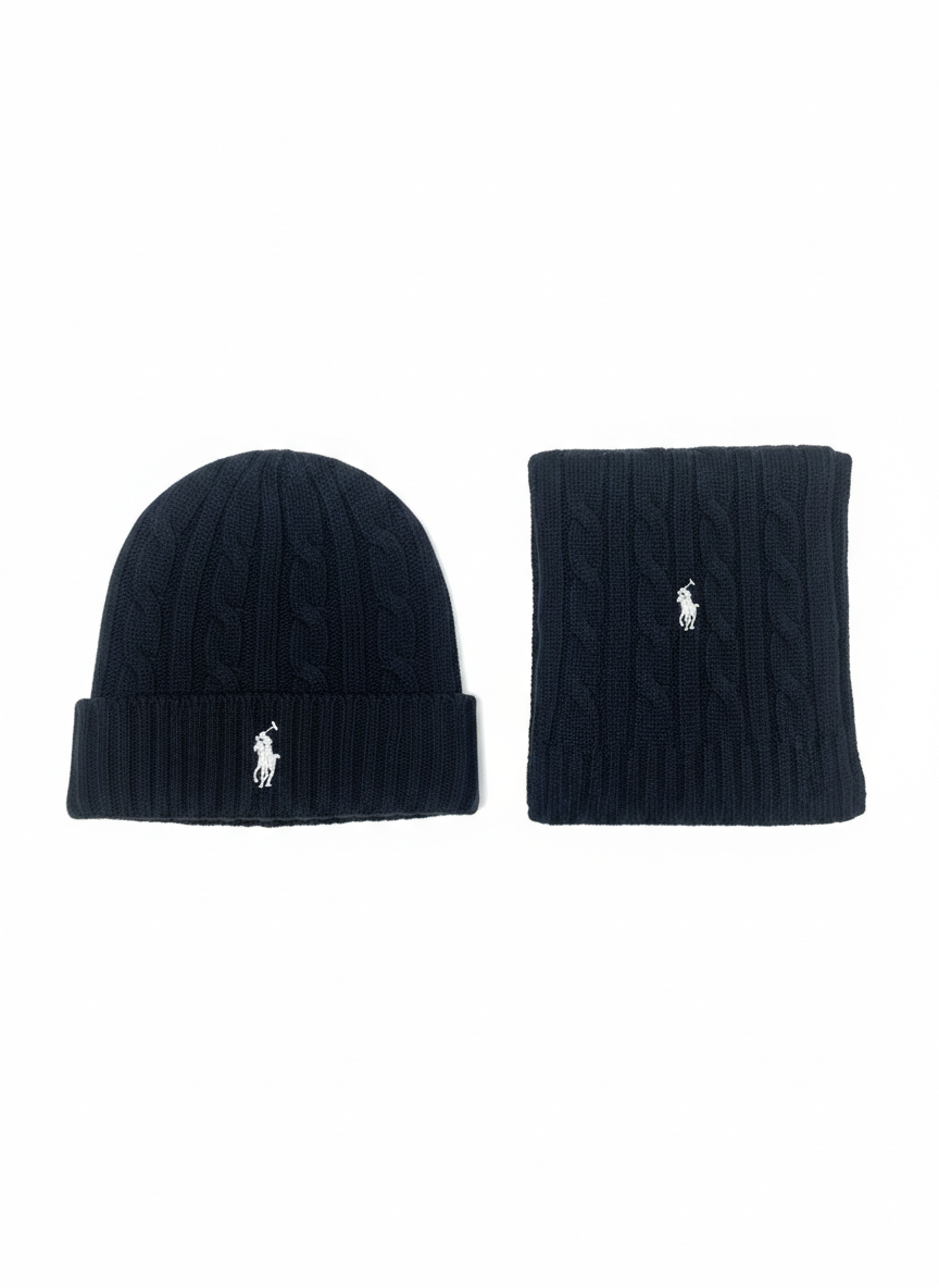 Polo Ralph Lauren Cable-Knit Beanie & Scarf Set