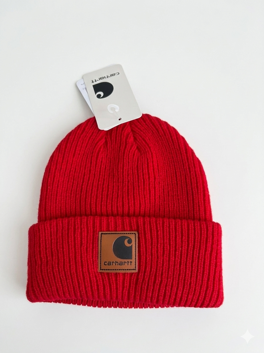 Carhartt WIP Essential Ribbed Knit Beanie with Brown Logo