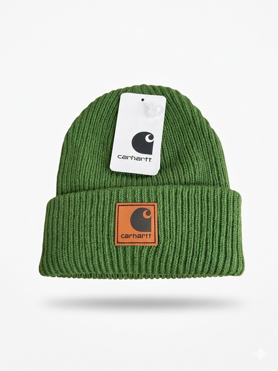 Carhartt WIP Essential Ribbed Knit Beanie with Brown Logo