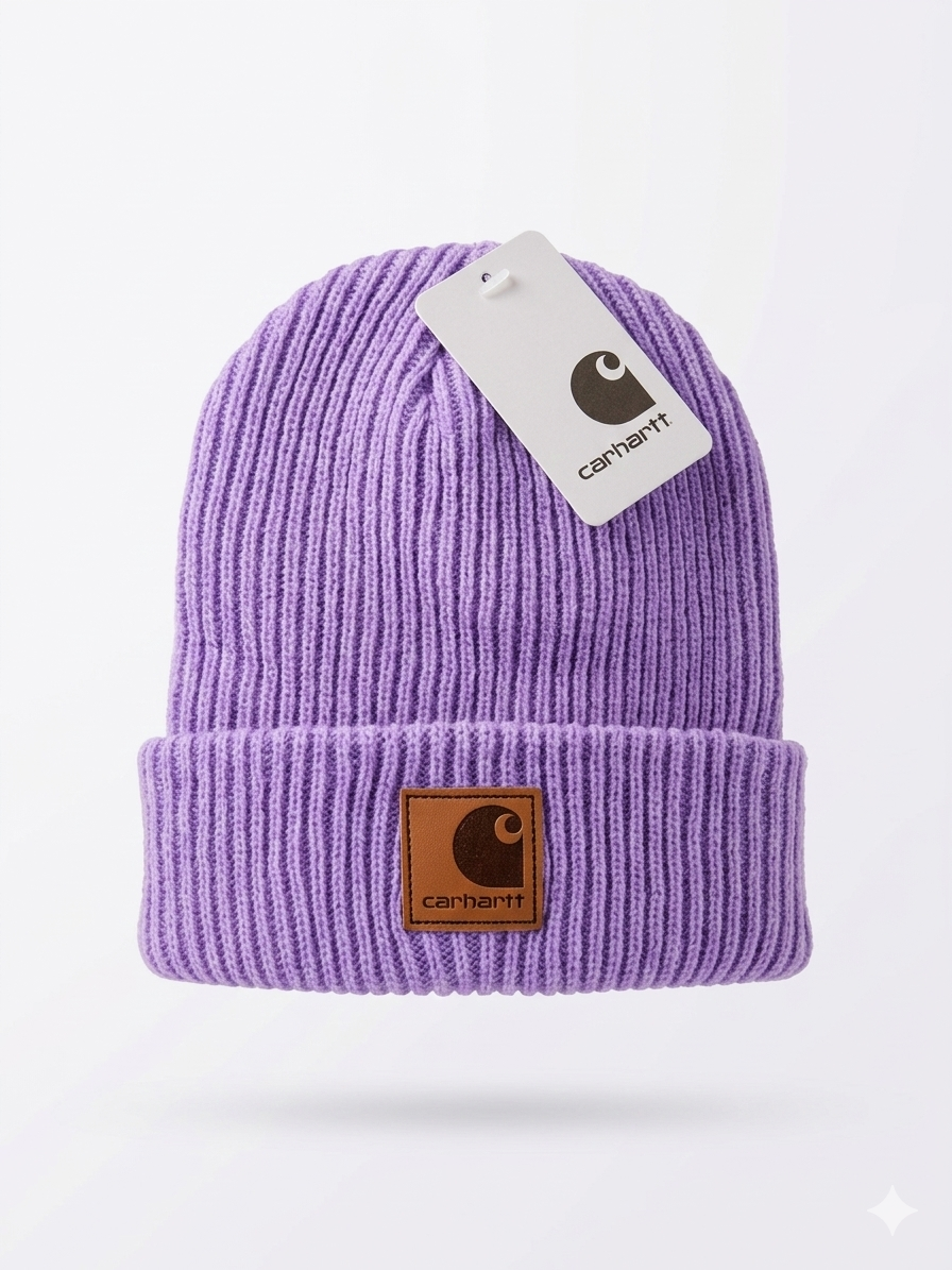 Carhartt WIP Essential Ribbed Knit Beanie with Brown Logo
