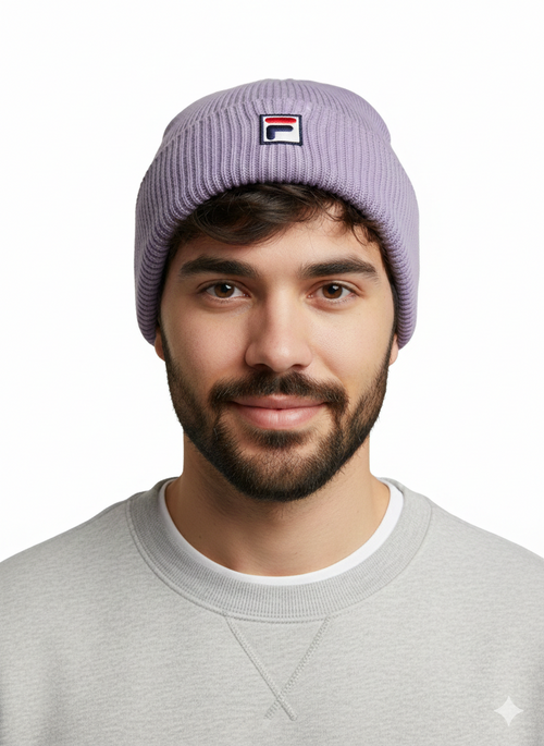 Fila Ribbed Knit Beanie Purple One Size
