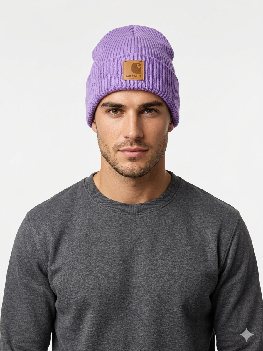 Carhartt WIP Essential Ribbed Knit Beanie with Brown Logo