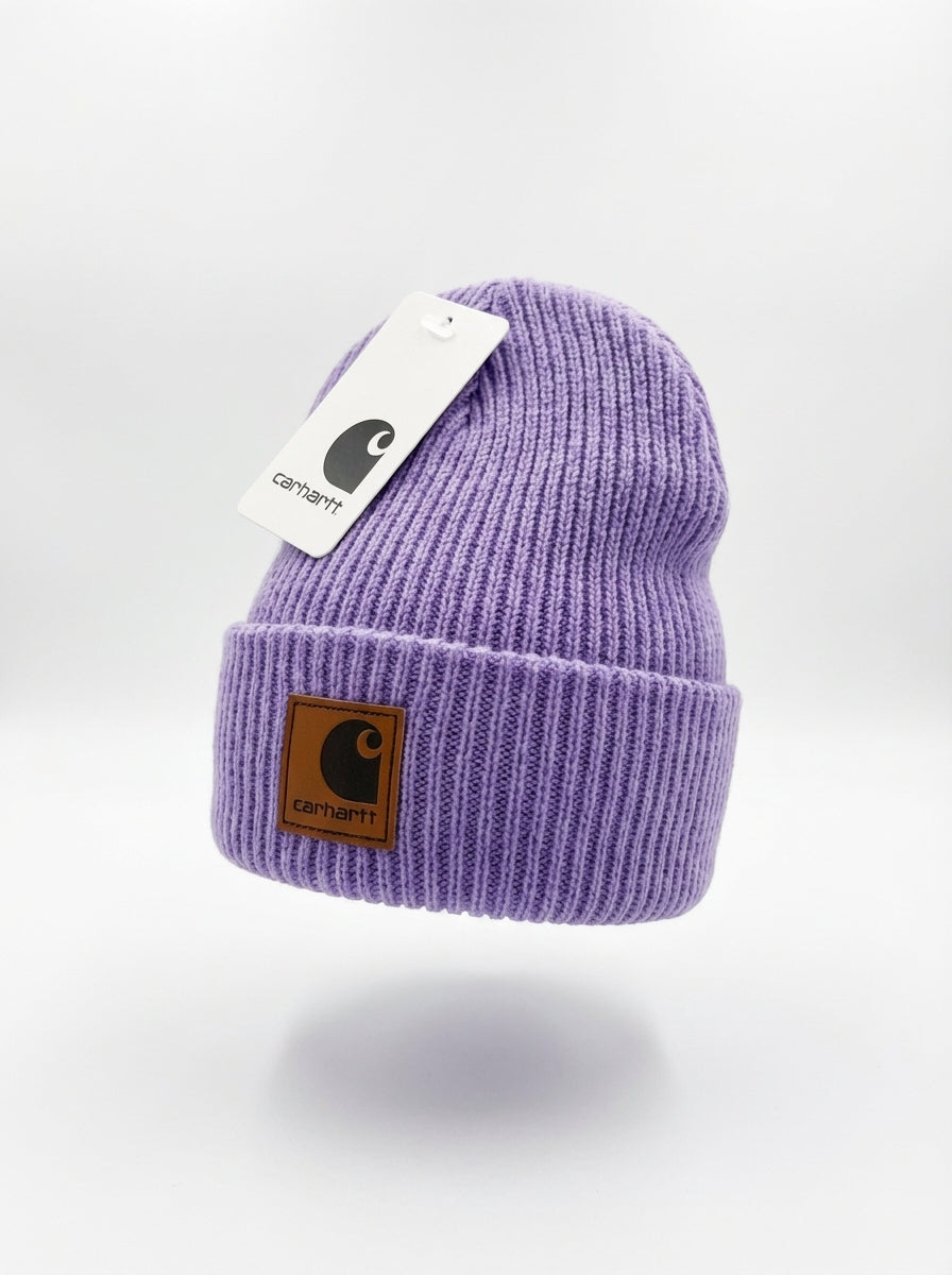 Carhartt WIP Essential Ribbed Knit Beanie with Brown Logo