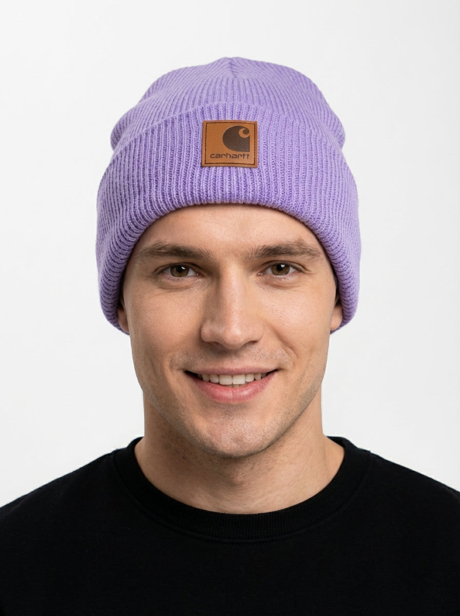 Carhartt WIP Essential Ribbed Knit Beanie with Brown Logo