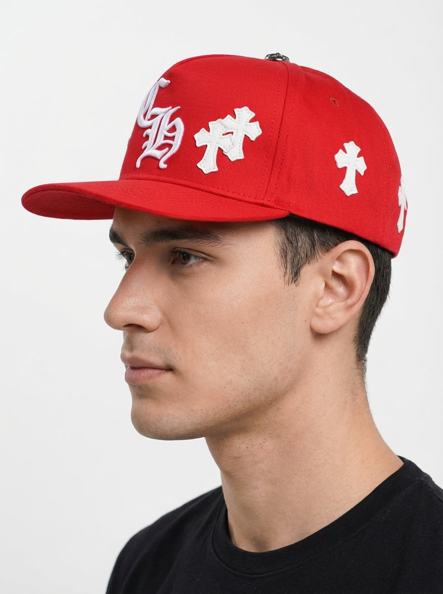 Chrome Hearts Red Cemetery Cross Trucker Hat