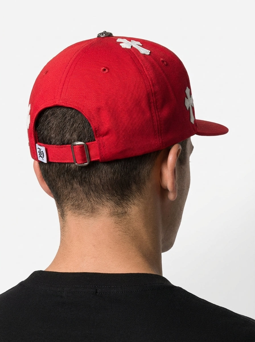 Chrome Hearts Red Cemetery Cross Trucker Hat