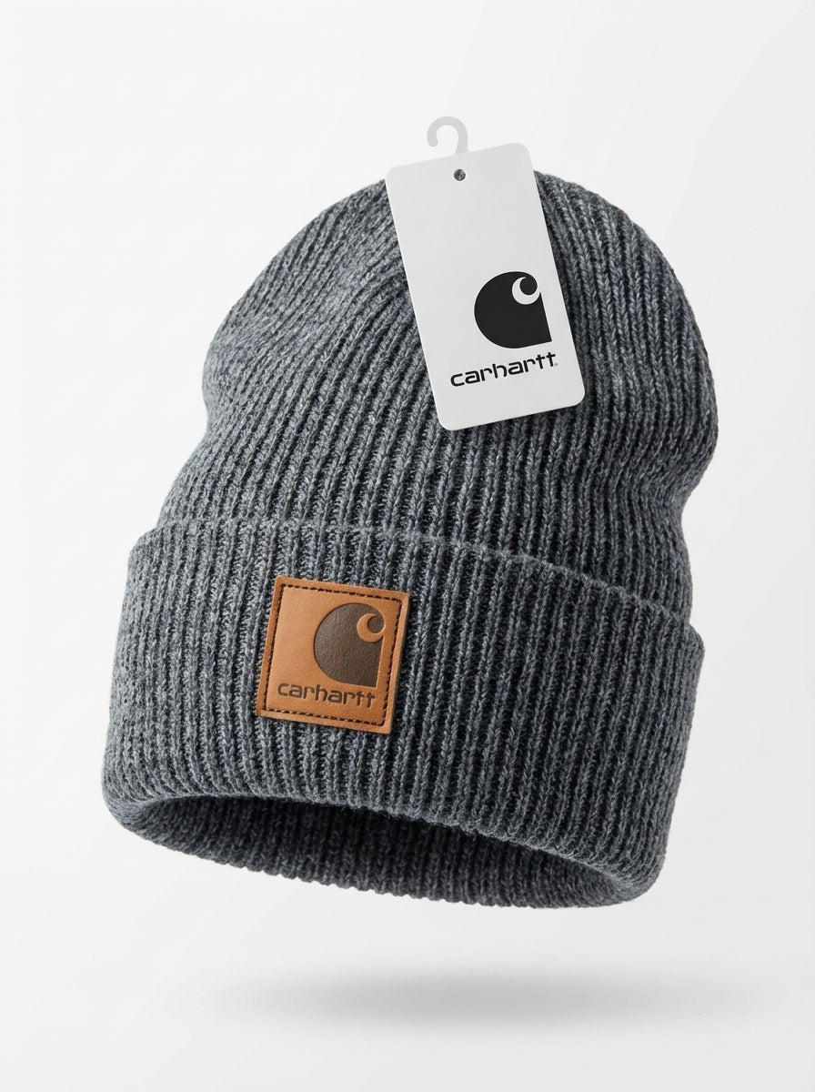 Carhartt WIP Essential Ribbed Knit Beanie with Brown Logo