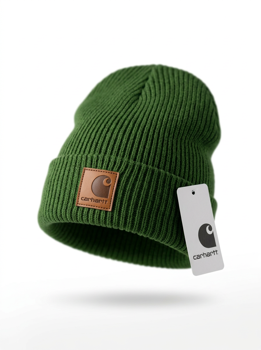 Carhartt WIP Essential Ribbed Knit Beanie with Brown Logo