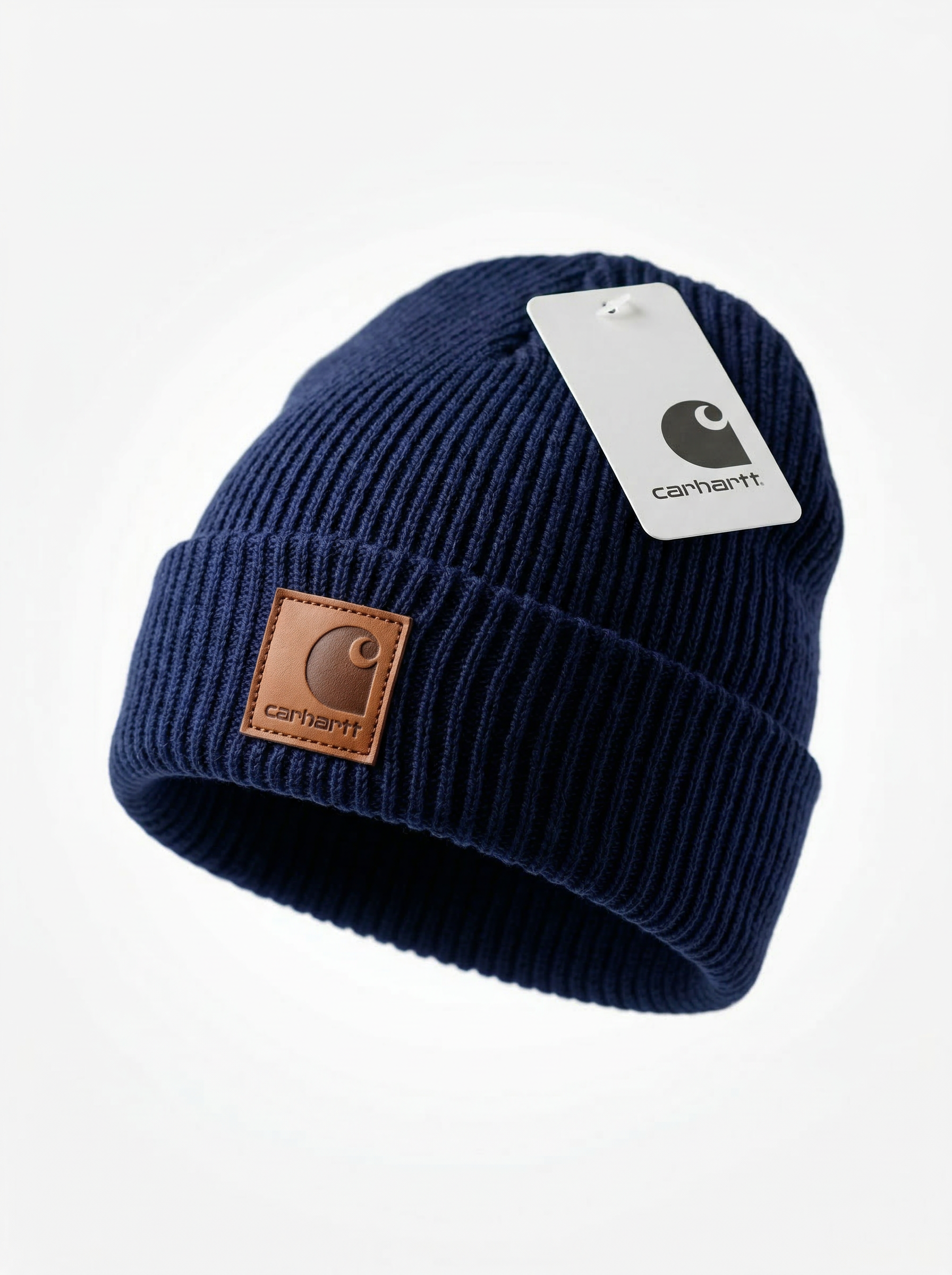 Carhartt WIP Essential Ribbed Knit Beanie with Brown Logo