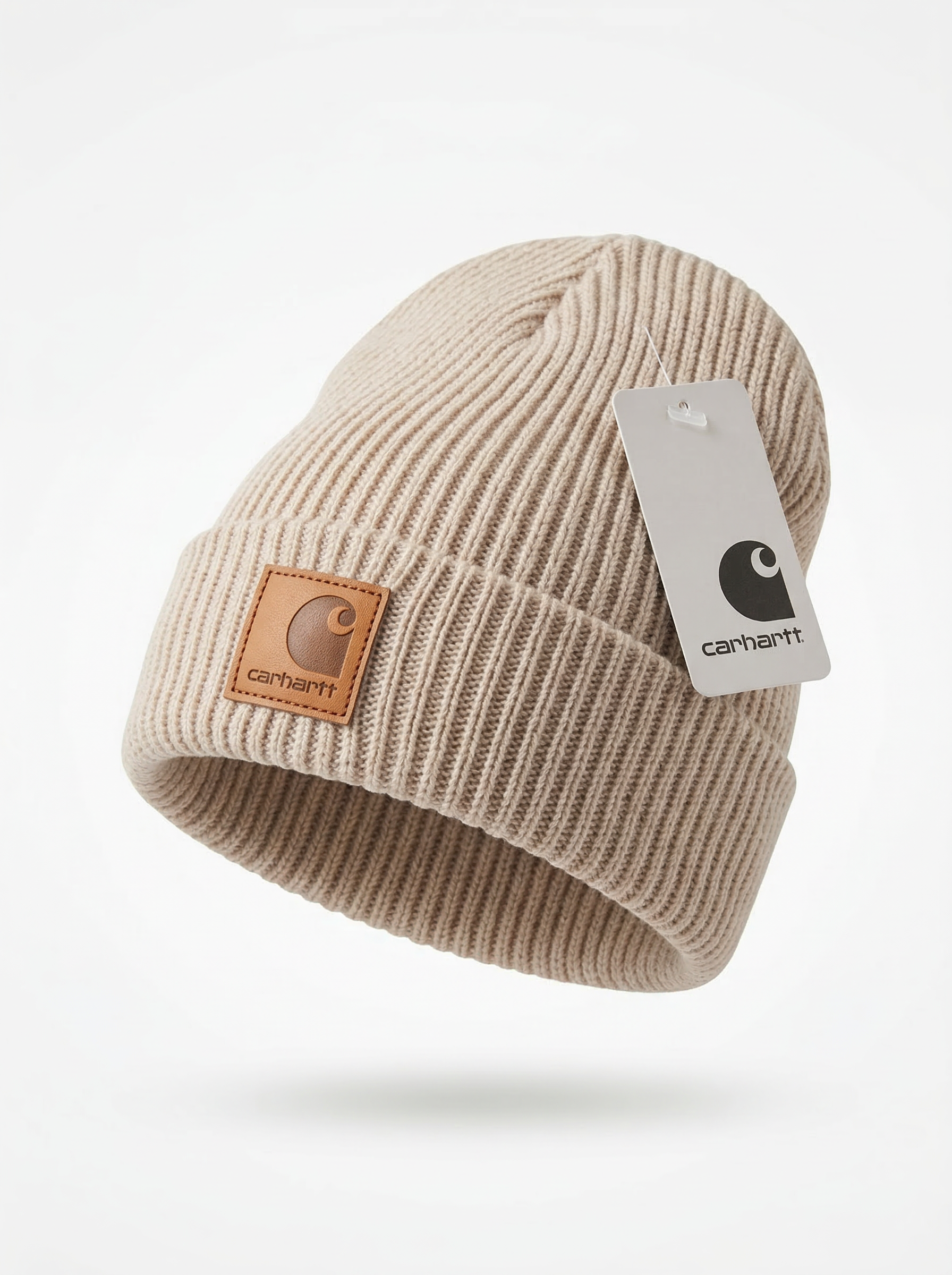 Carhartt WIP Essential Ribbed Knit Beanie with Brown Logo