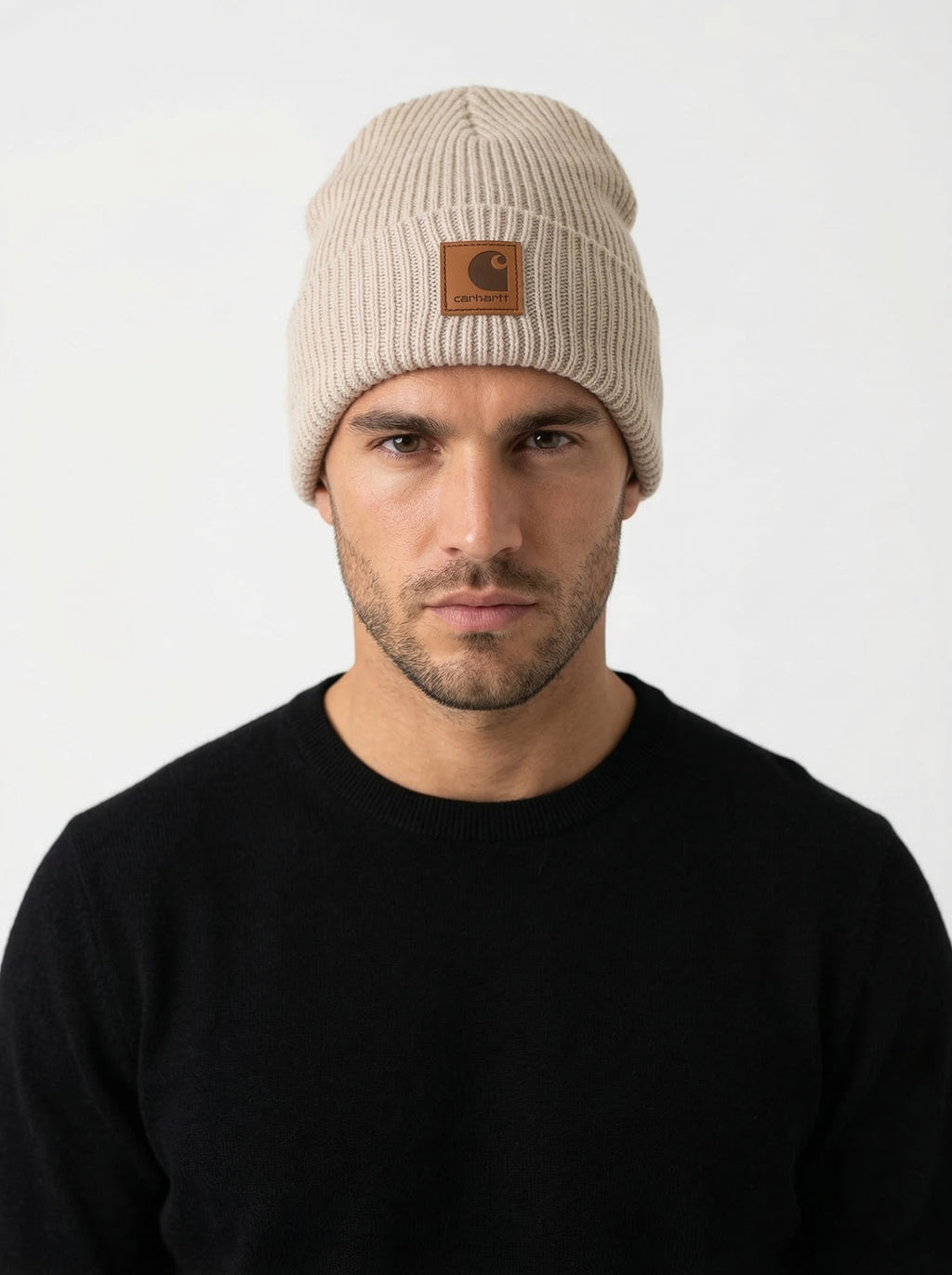 Carhartt WIP Essential Ribbed Knit Beanie with Brown Logo