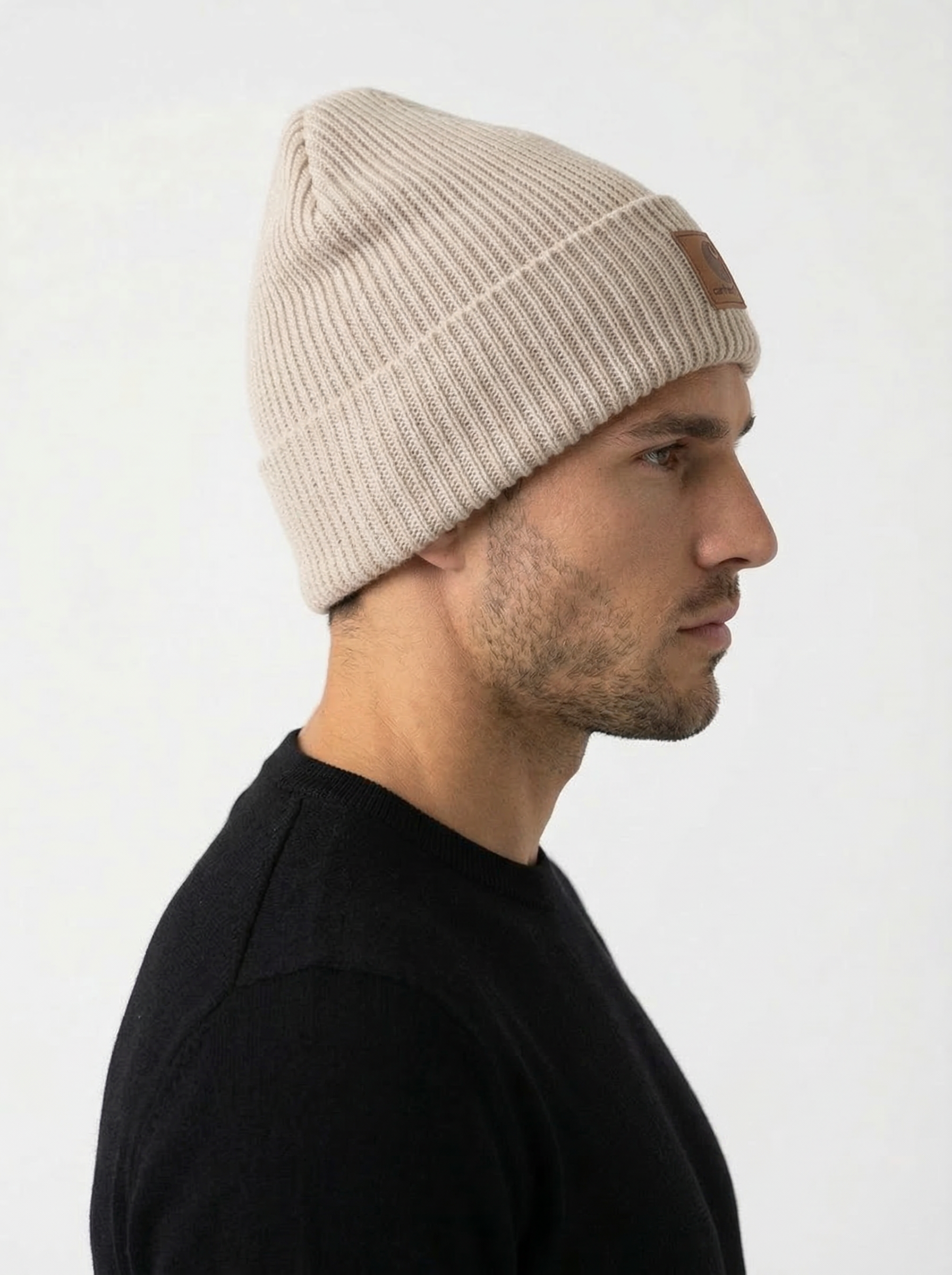 Carhartt WIP Essential Ribbed Knit Beanie with Brown Logo