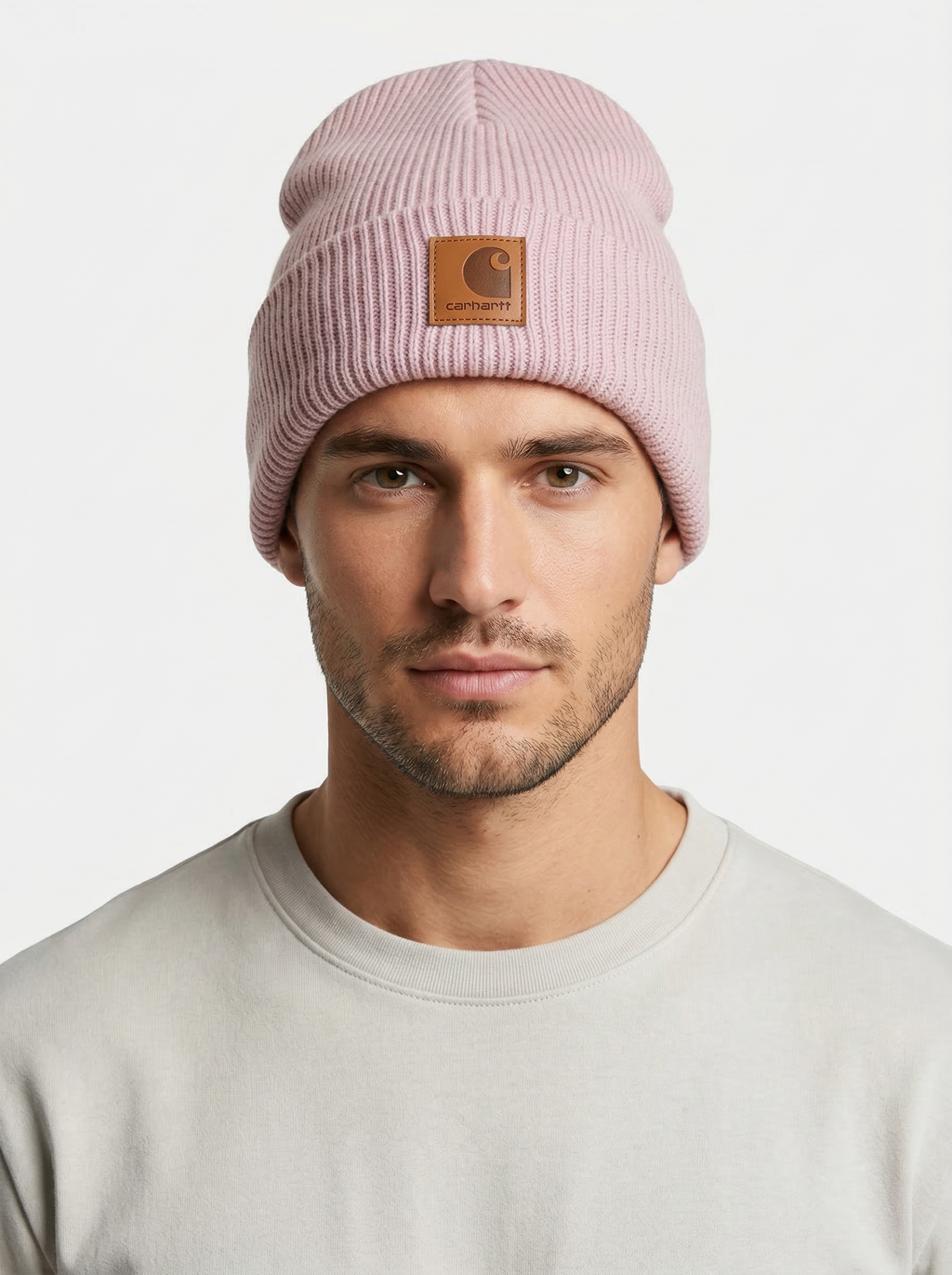 Carhartt WIP Essential Ribbed Knit Beanie with Brown Logo