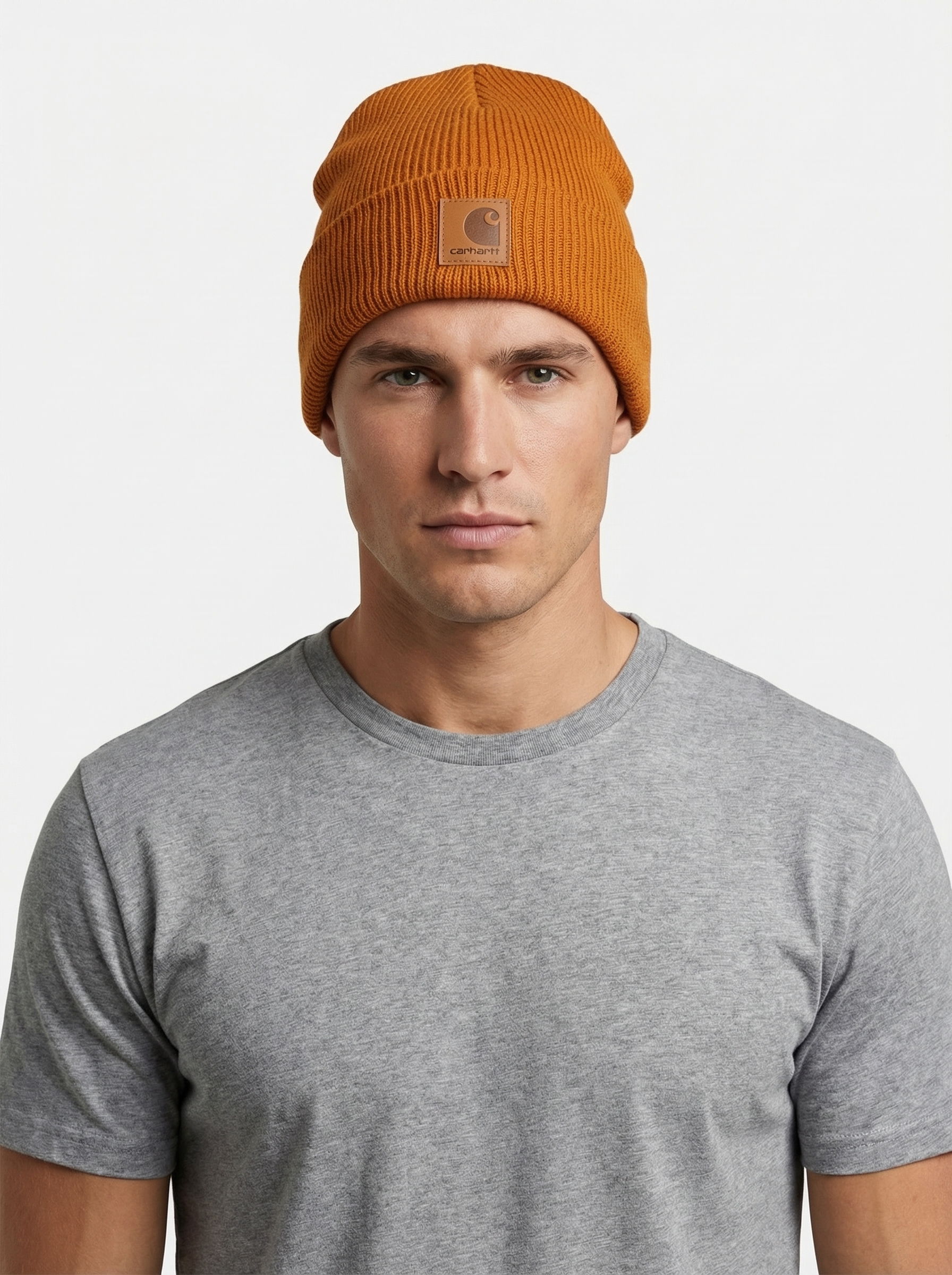 Carhartt WIP Essential Ribbed Knit Beanie with Brown Logo