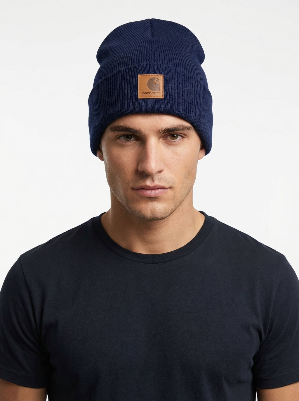 Carhartt WIP Essential Ribbed Knit Beanie with Brown Logo