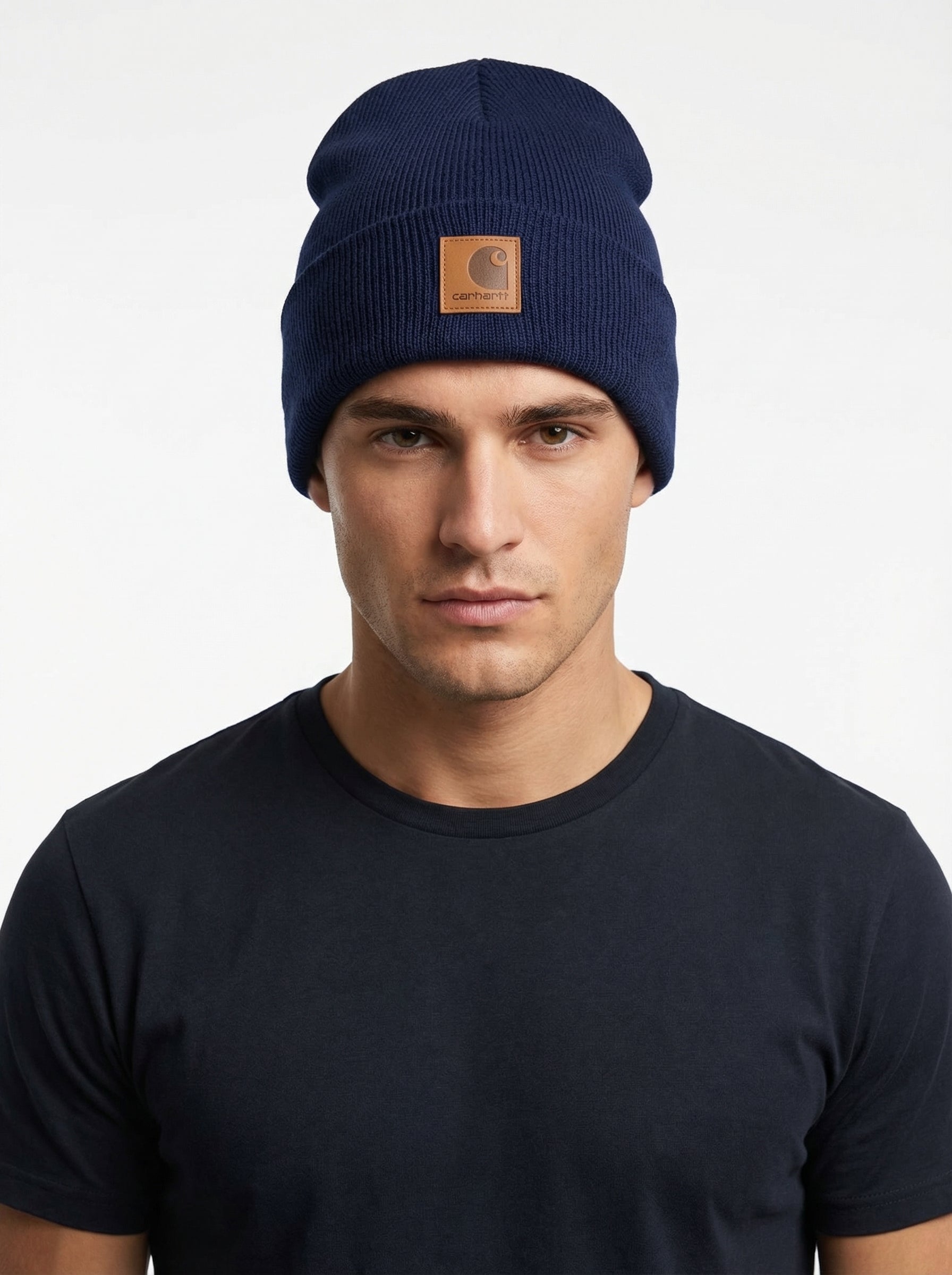 Carhartt WIP Essential Ribbed Knit Beanie with Brown Logo