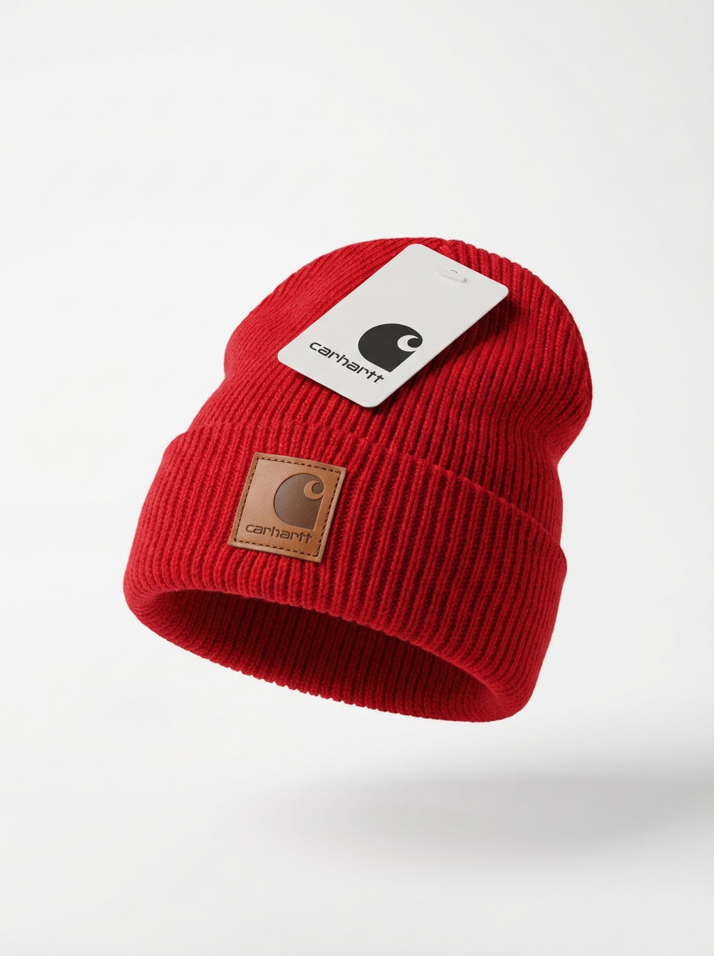 Carhartt WIP Essential Ribbed Knit Beanie with Brown Logo