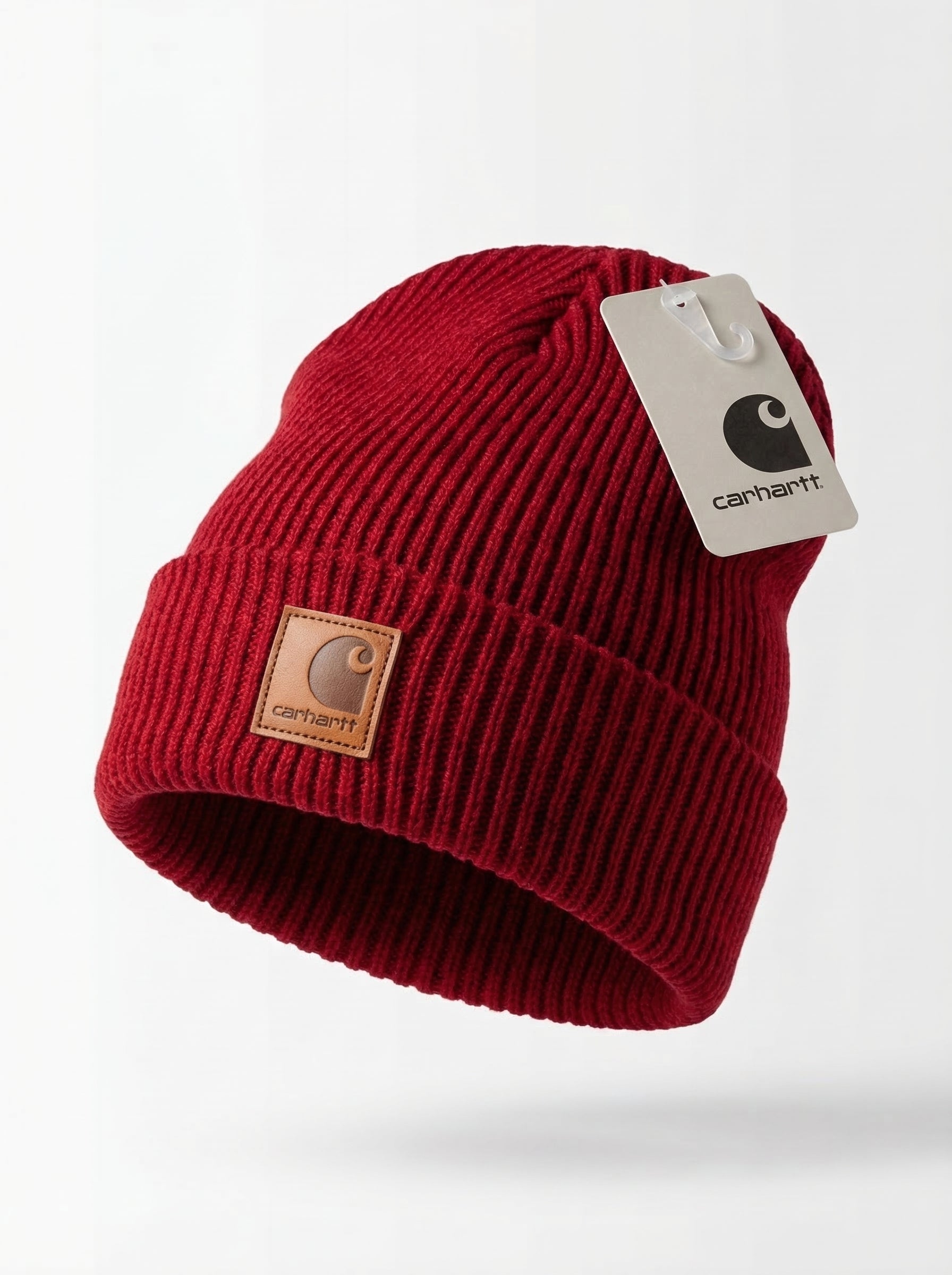 Carhartt WIP Essential Ribbed Knit Beanie with Brown Logo