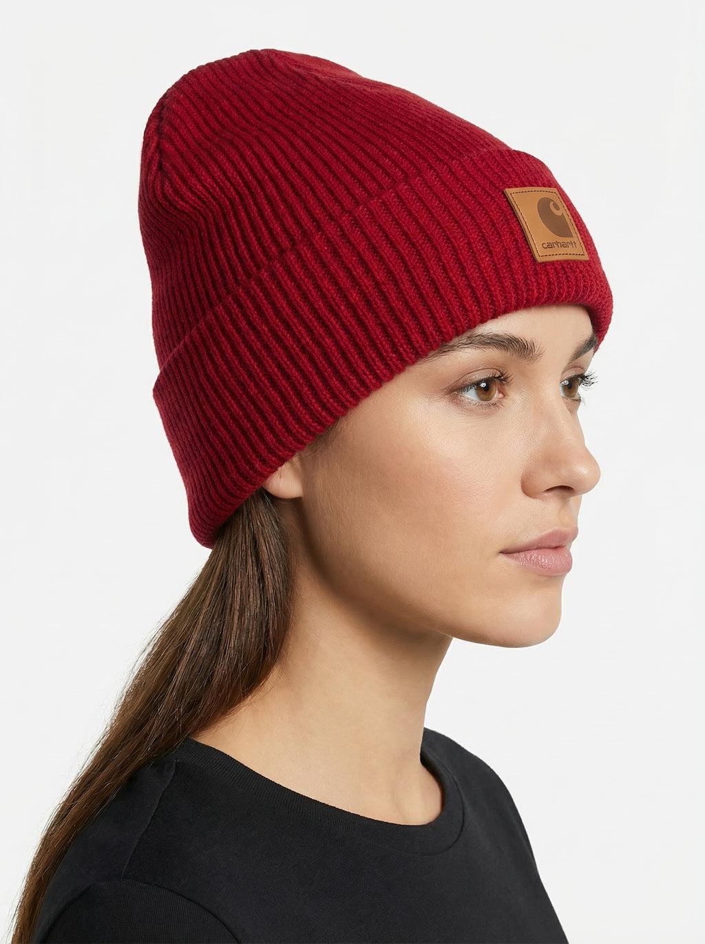 Carhartt WIP Essential Ribbed Knit Beanie with Brown Logo