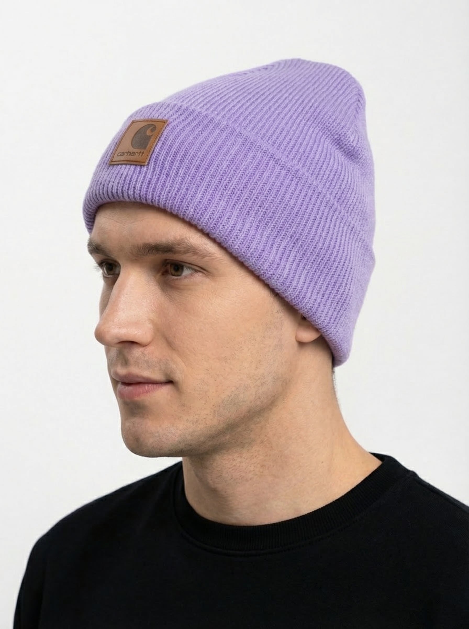Carhartt WIP Essential Ribbed Knit Beanie with Brown Logo