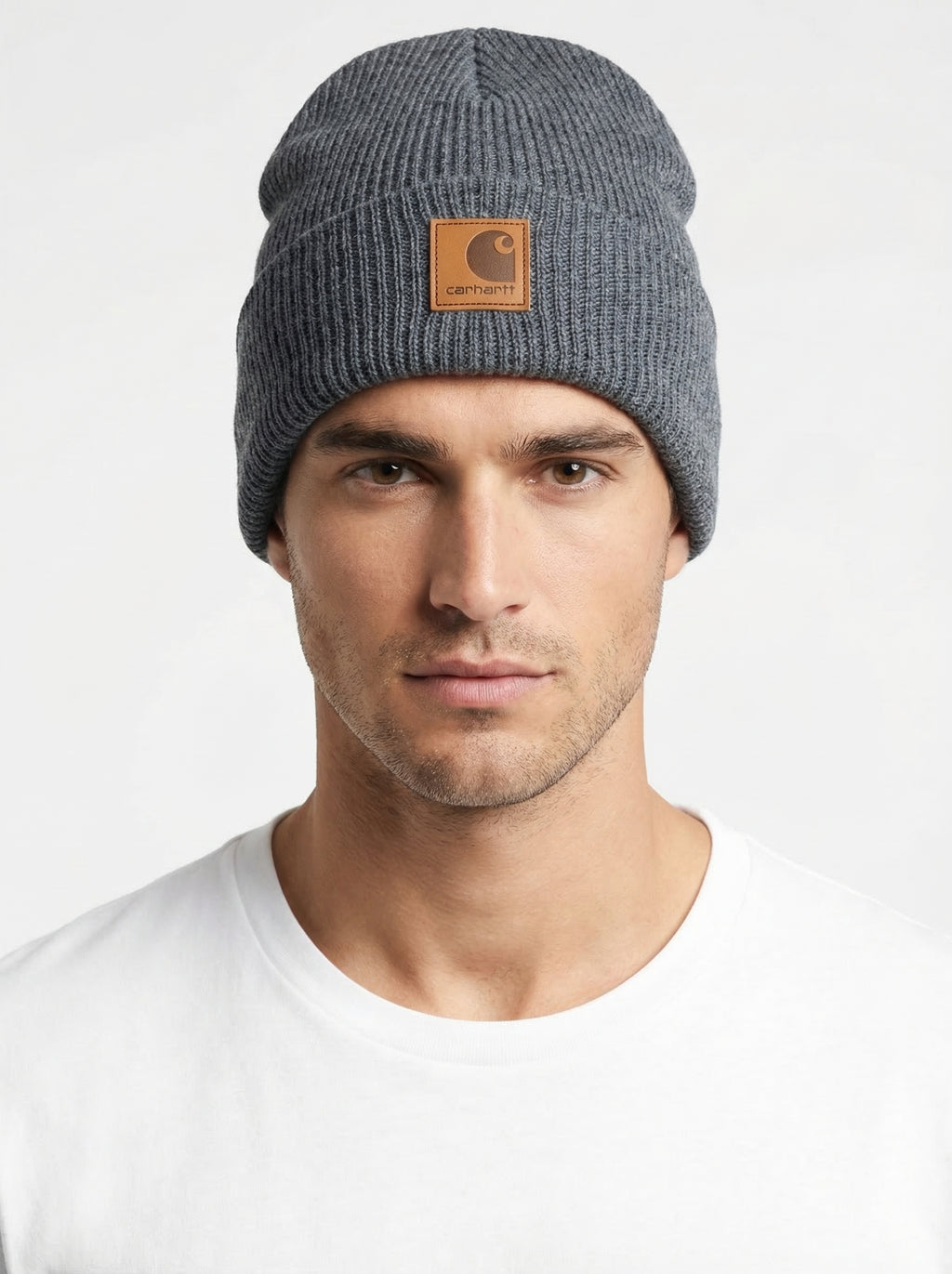 Carhartt WIP Essential Ribbed Knit Beanie with Brown Logo