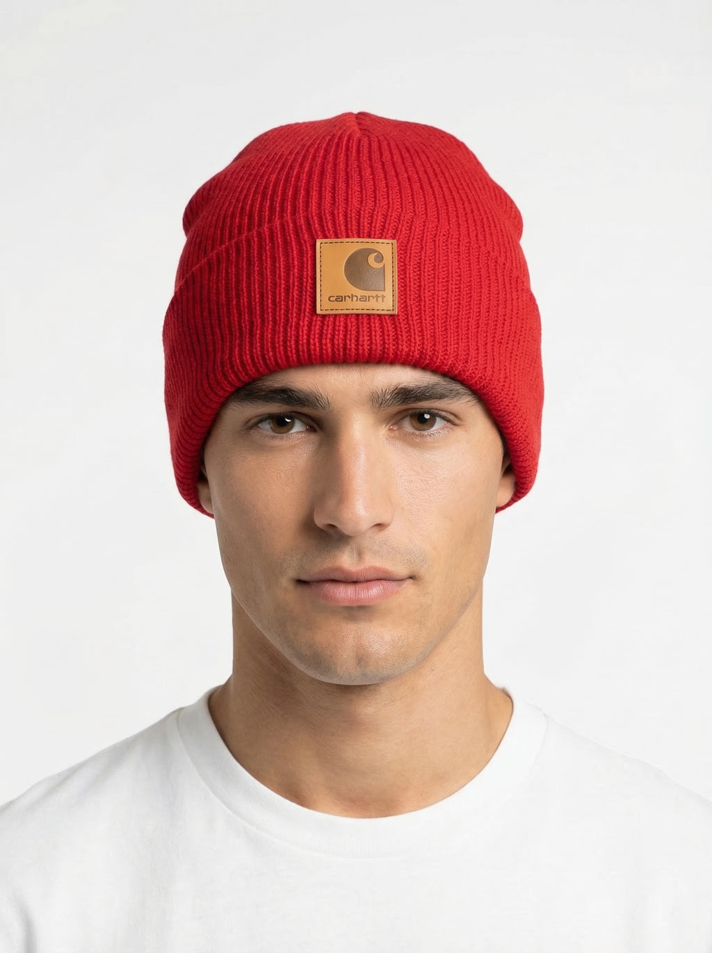 Carhartt WIP Essential Ribbed Knit Beanie with Brown Logo
