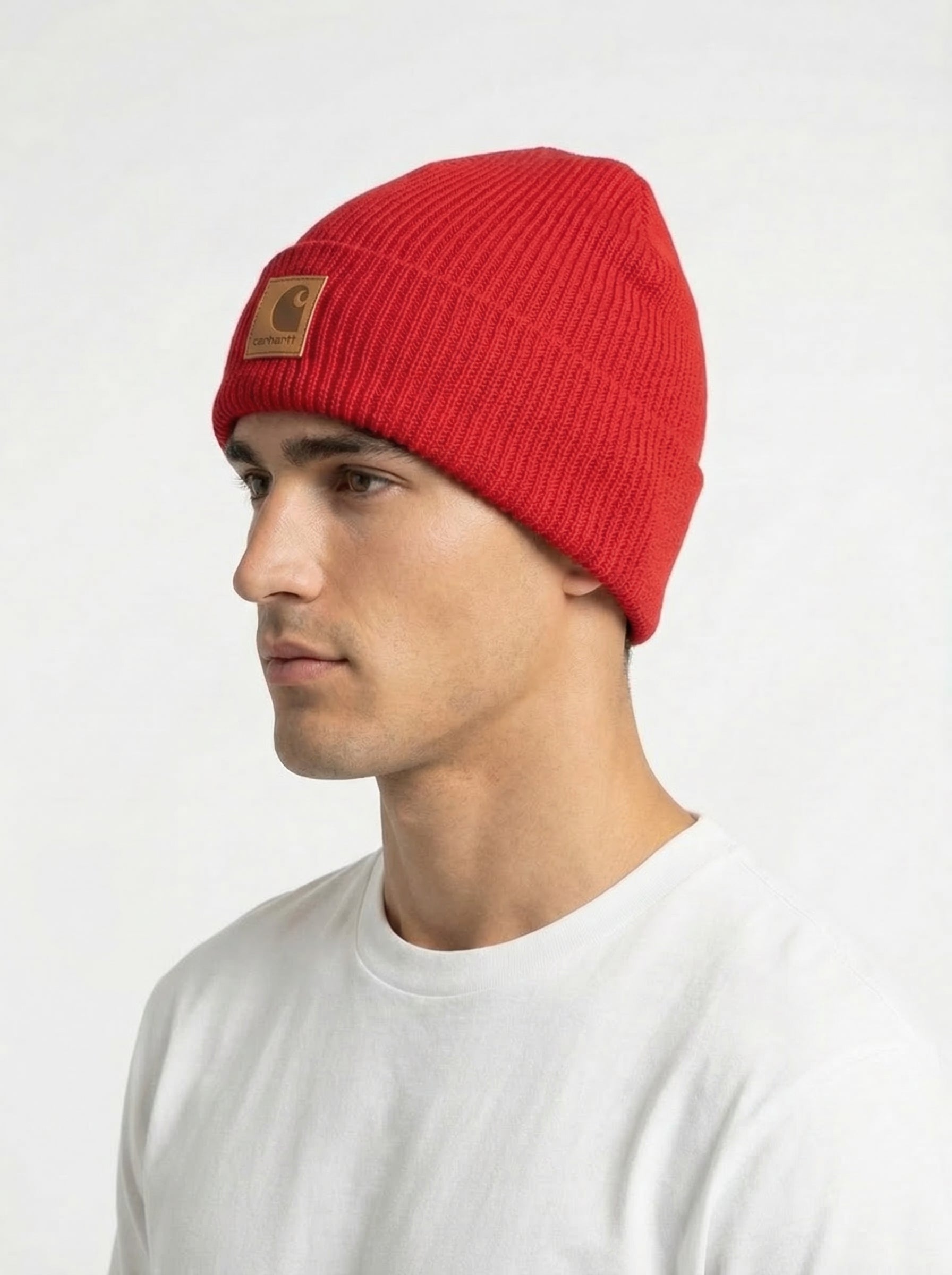 Carhartt WIP Essential Ribbed Knit Beanie with Brown Logo