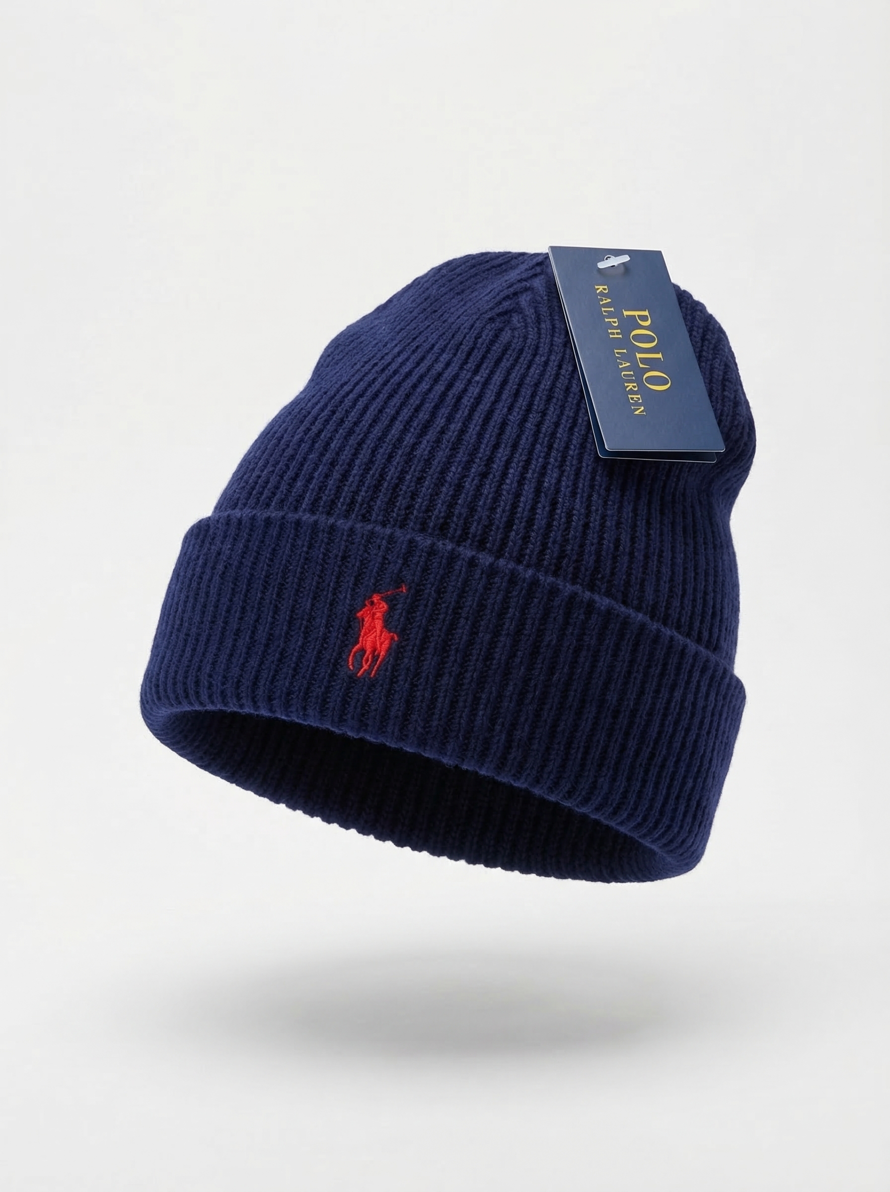 Polo Ralph Lauren Signature Pony Ribbed Beanie with Red Logo