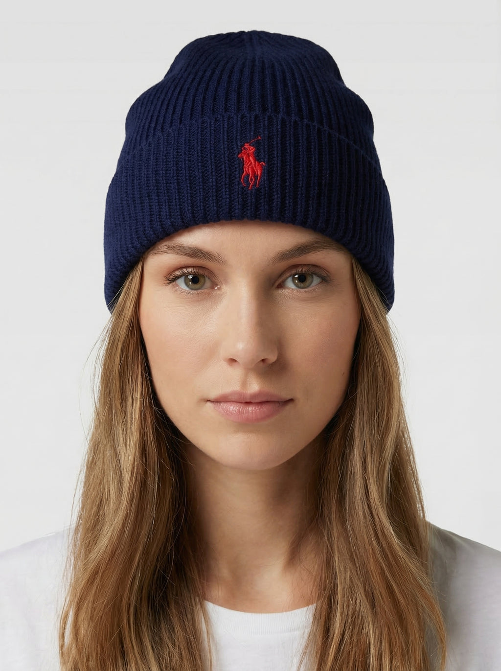 Polo Ralph Lauren Signature Pony Ribbed Beanie with Red Logo