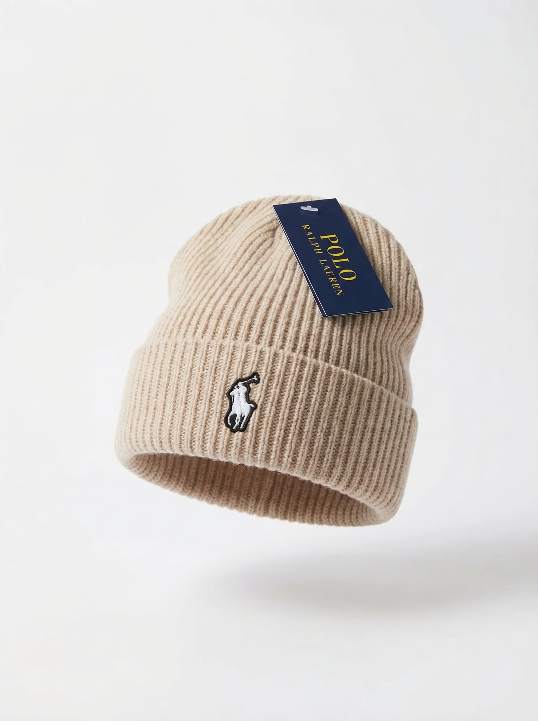 Polo Ralph Lauren Signature Pony Ribbed Beanie with White Logo