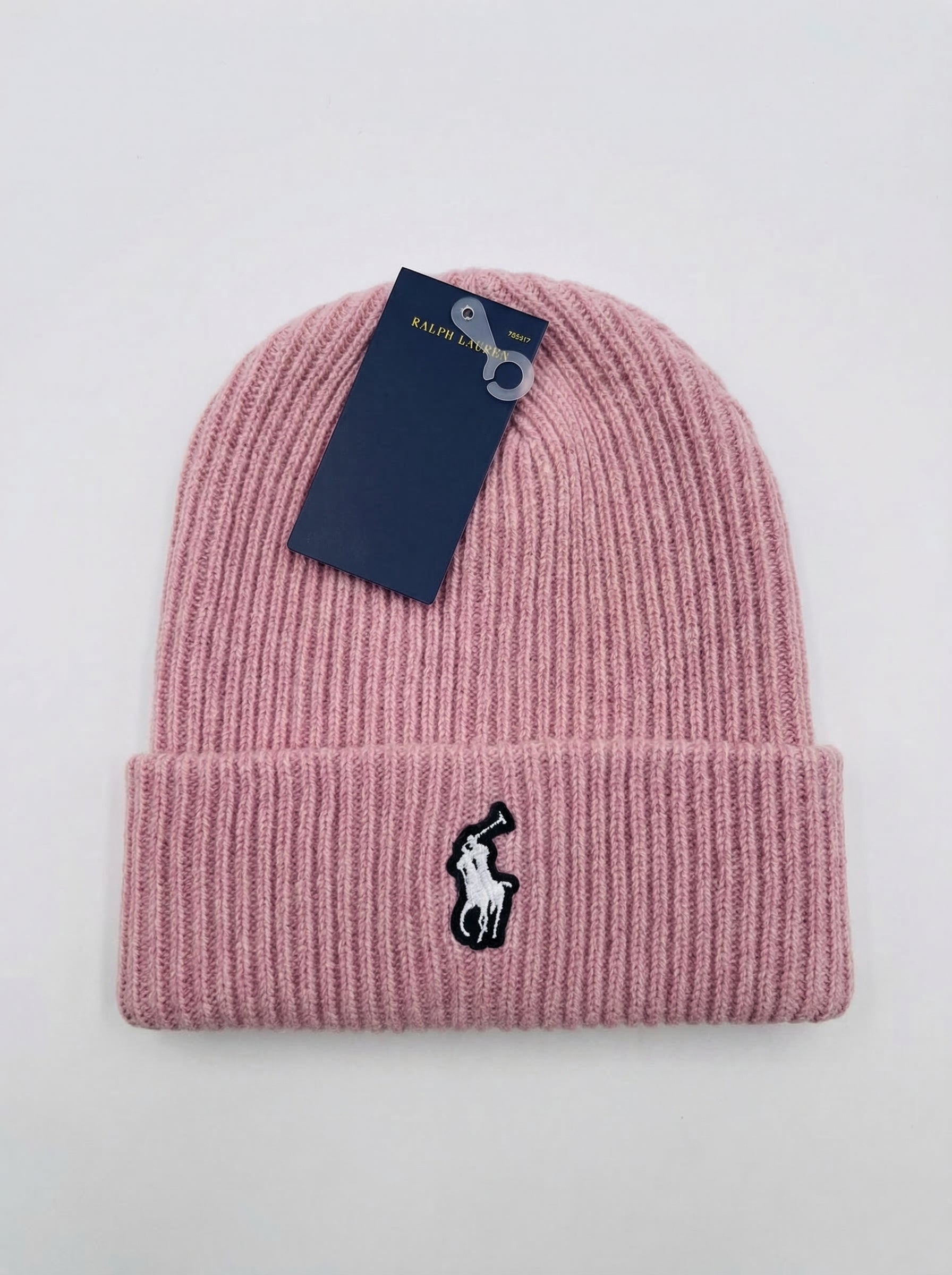 Polo Ralph Lauren Signature Pony Ribbed Beanie with White Logo