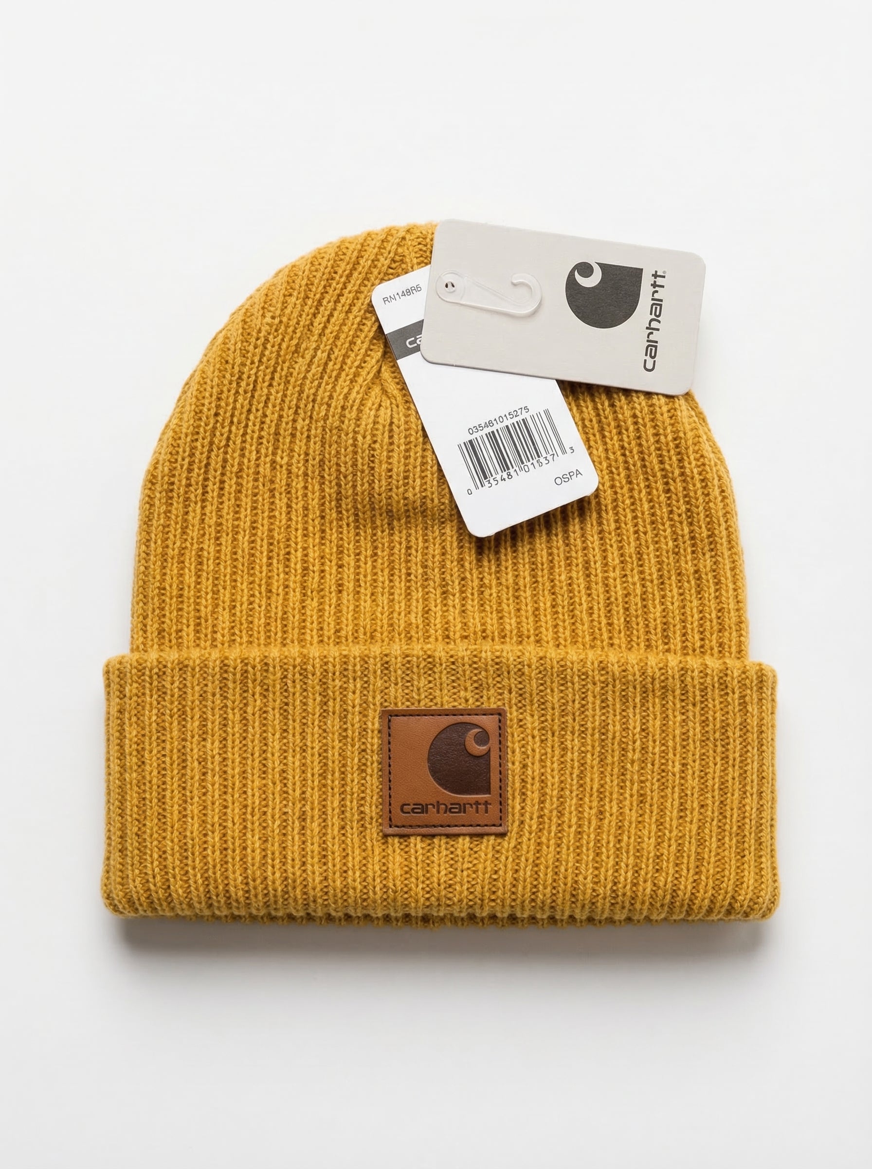 Carhartt WIP Essential Ribbed Knit Beanie with Brown Logo